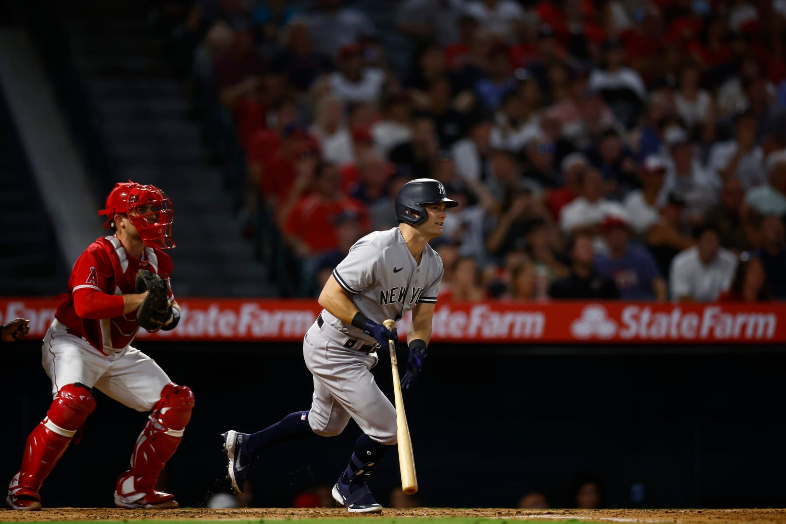 ANAHEIM, CALIFORNIA - AUGUST 30: Andrew Benintendi #18 of the New York Yankees in the fourth inning at Angel Stadium of Anaheim on August 30, 2022 in Anaheim, California. (Photo by Ronald Martinez/Getty Images) ANAHEIM, CALIFORNIA - AUGUST 30: Andrew Benintendi #18 of the New York Yankees in the fourth inning at Angel Stadium of Anaheim on August 30, 2022 in Anaheim, California. (Photo by Ronald Martinez/Getty Images)