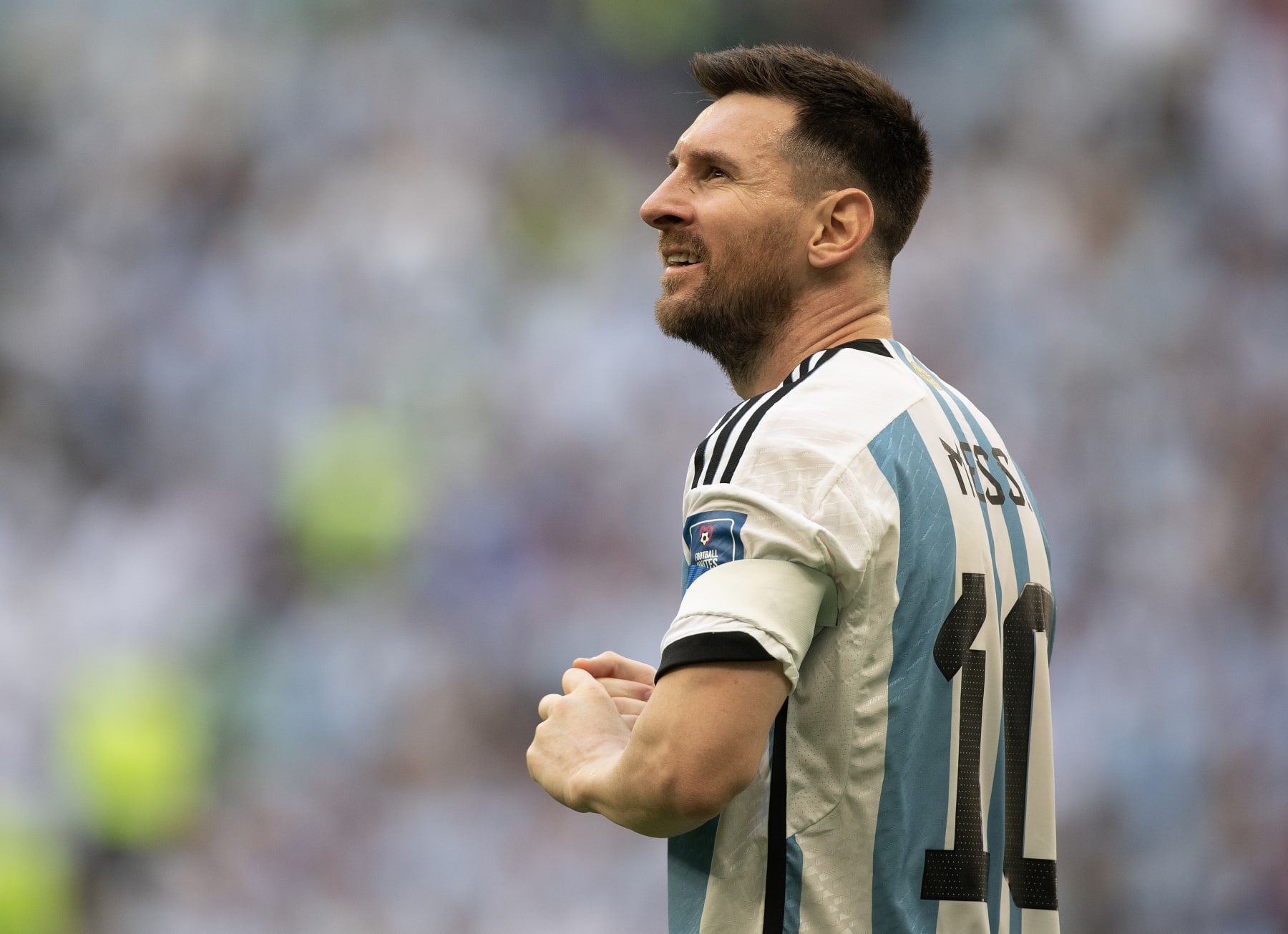 LUSAIL CITY, QATAR - NOVEMBER 22: Lionel Messi of Argentina during the FIFA World Cup Qatar 2022 Group C match between Argentina and Saudi Arabia at Lusail Stadium on November 22, 2022 in Lusail City, Qatar. (Photo by Visionhaus/Getty Images)