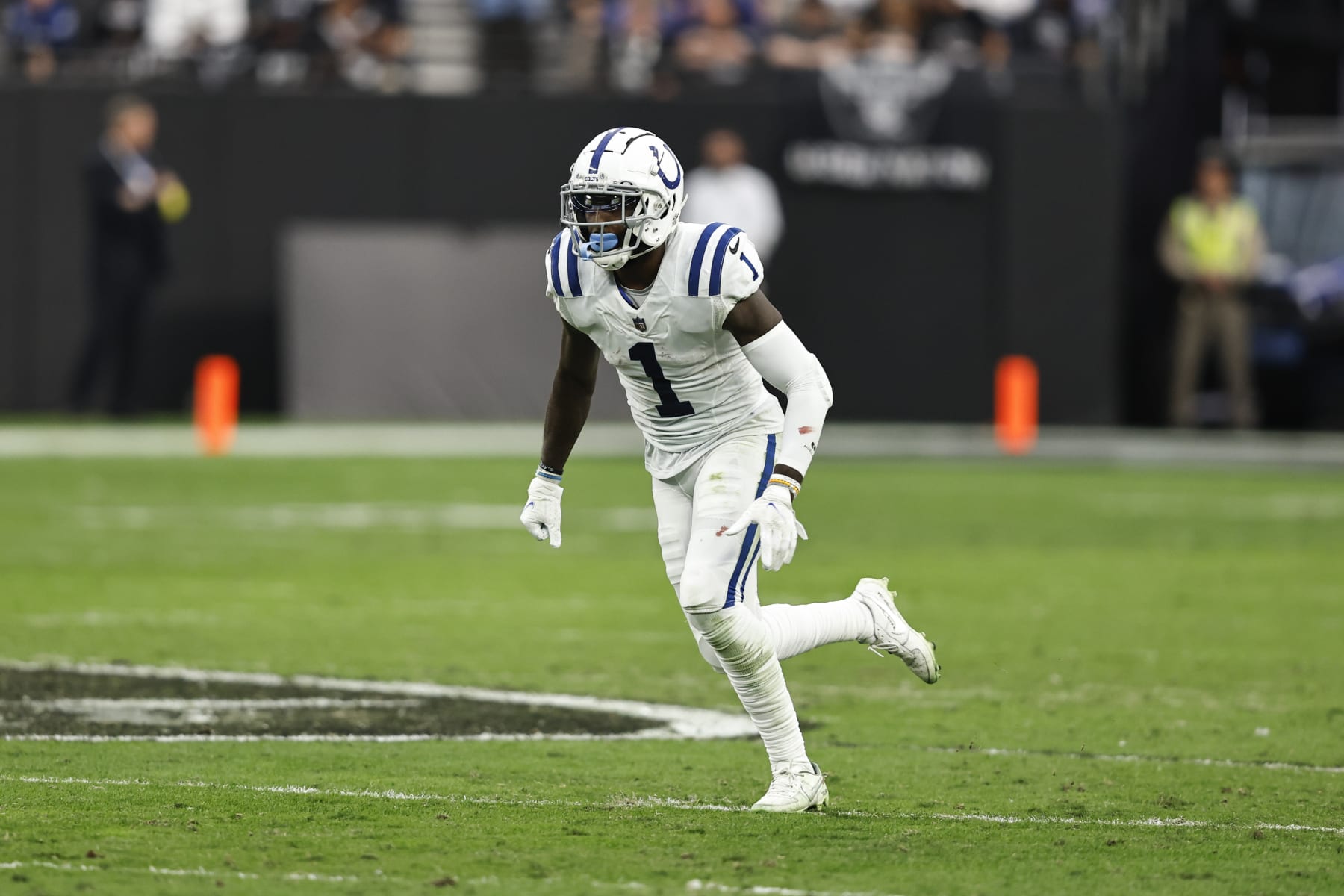 LAS VEGAS, NEVADA - NOVEMBER 13: Parris Campbell #1 of the Indianapolis Colts runs during an NFL game between the Las Vegas Raiders and the Indianapolis Colts at Allegiant Stadium on November 13, 2022 in Las Vegas, Nevada. (Photo by Michael Owens/Getty Images)