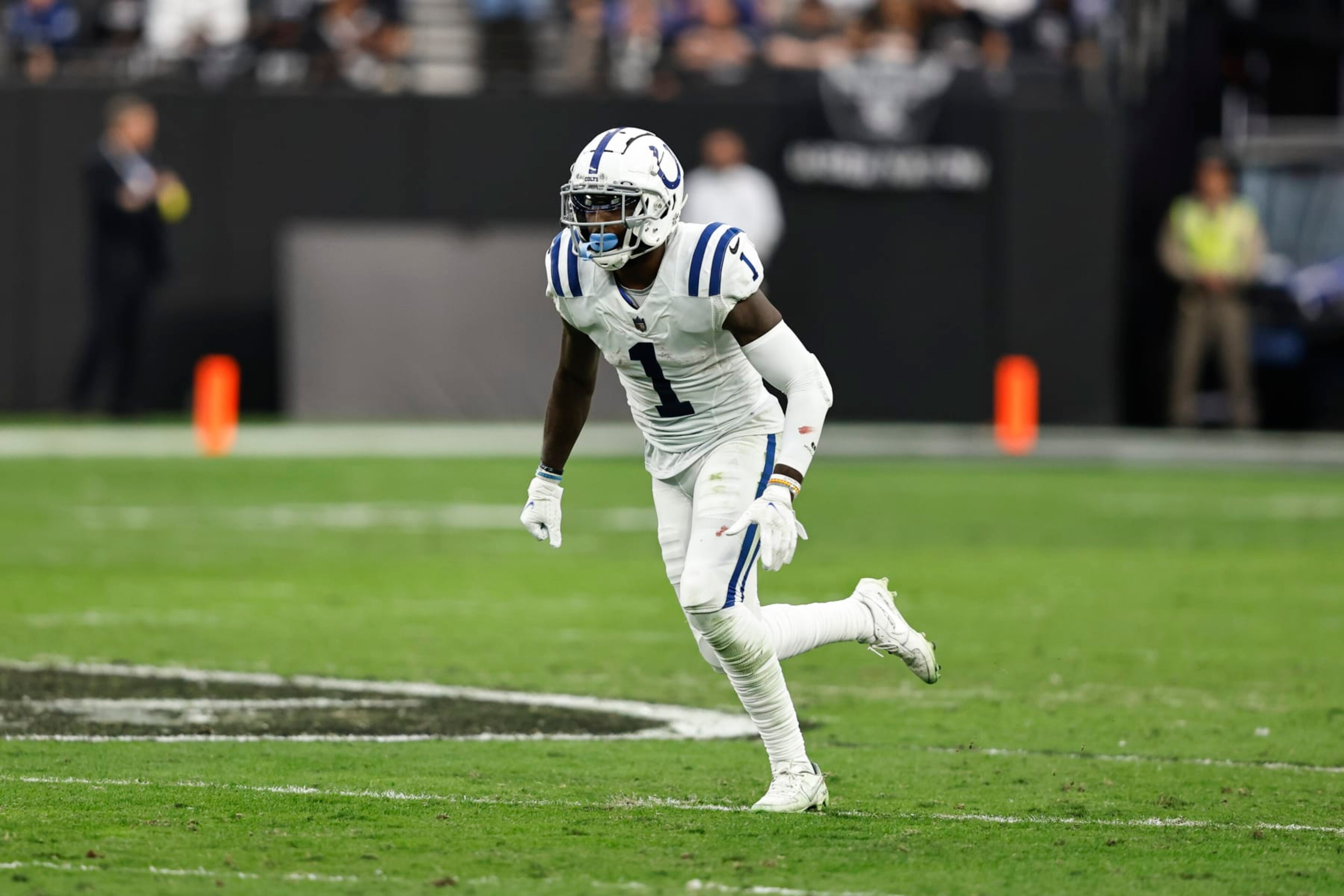 LAS VEGAS, NEVADA - NOVEMBER 13: Parris Campbell #1 of the Indianapolis Colts runs during an NFL game between the Las Vegas Raiders and the Indianapolis Colts at Allegiant Stadium on November 13, 2022 in Las Vegas, Nevada. (Photo by Michael Owens/Getty Images)