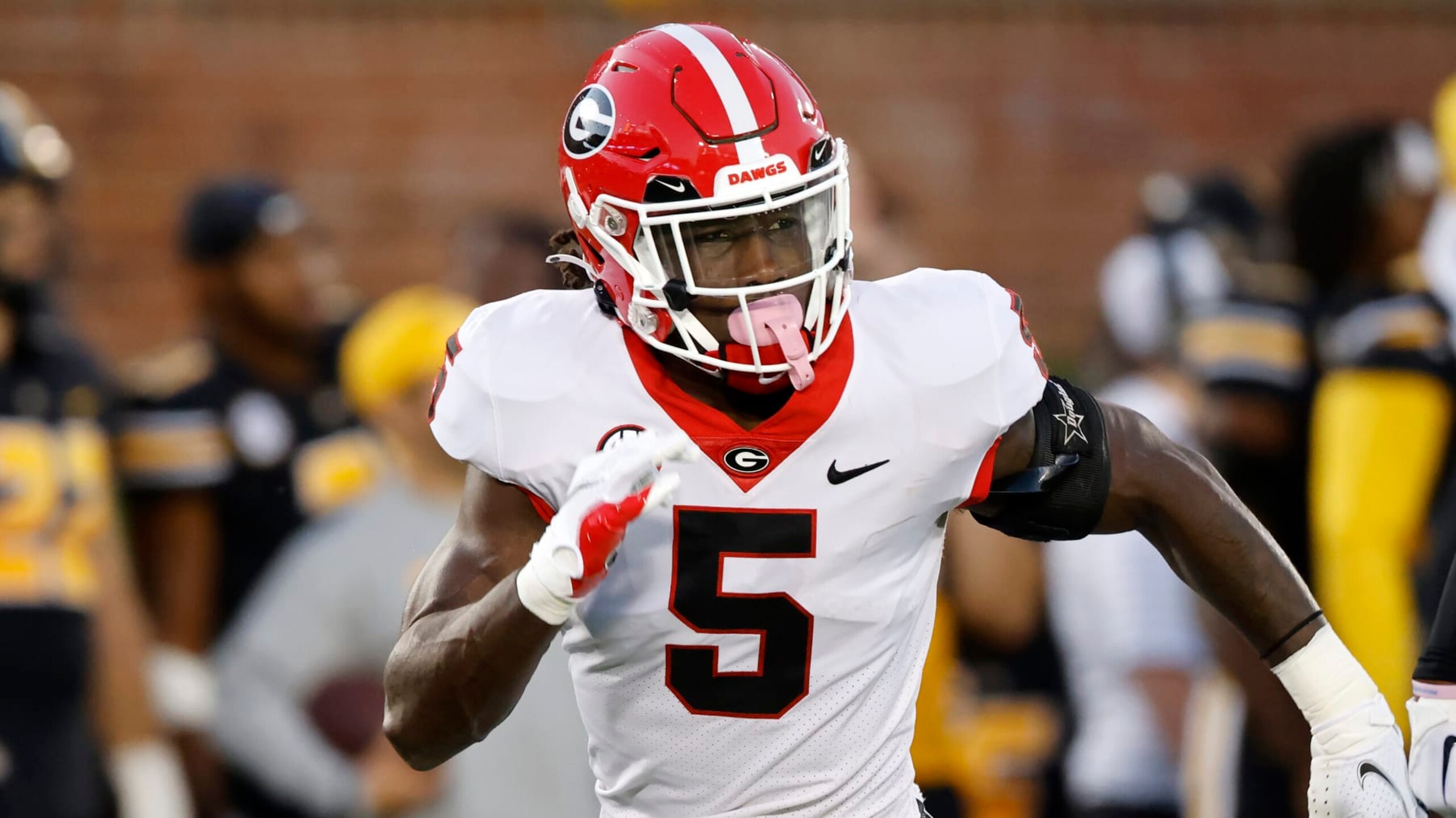 Georgia defensive back Kelee Ringo during an NCAA football game on Saturday, Oct. 1, 2022 in Columbia, Mo.(AP Photo/Colin E. Braley)