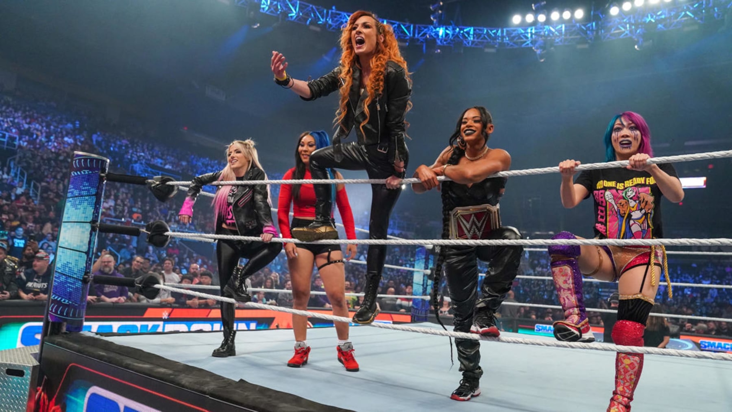 Alexa Bliss, Mia Yim, Becky Lynch, Bianca Belair and Asuka. Alexa Bliss, Mia Yim, Becky Lynch, Bianca Belair and Asuka.