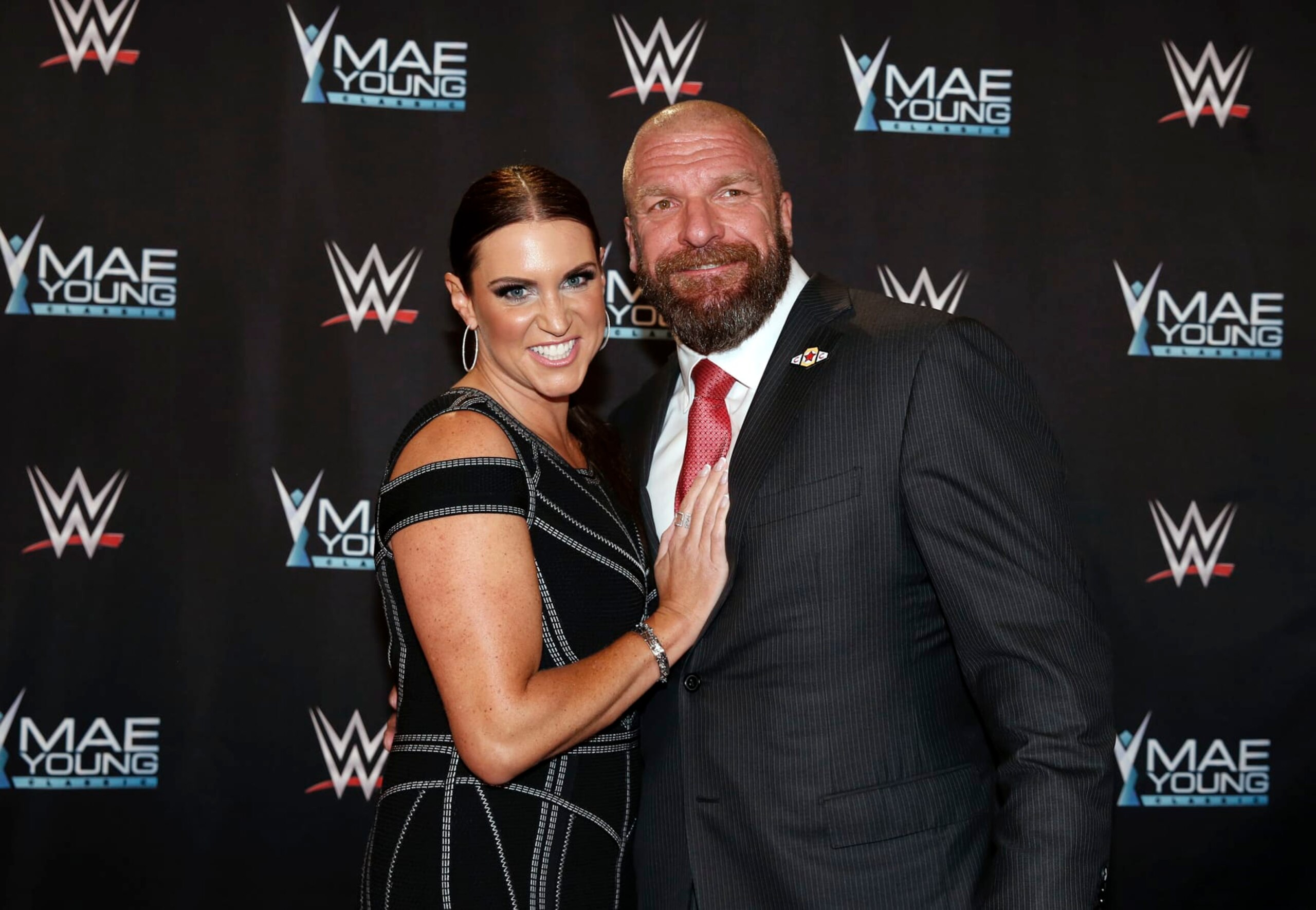 IMAGE DISTRIBUTED FOR WWE - WWE Chief Brand Officer Stephanie McMahon and WWE EVP of Talent, Live Events and Creative Paul "Triple H" Levesque celebrate the Mae Young Classic at the Thomas & Mack Center on Tuesday, Sept. 12, 2017, in Las Vegas. (Bizuayehu Tesfaye/AP Images for WWE)