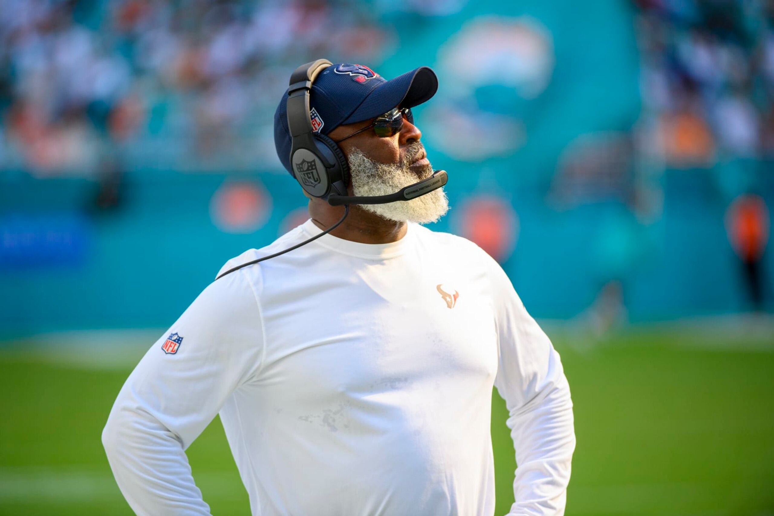 Houston Texans head coach Lovie Smith watches a replay during an NFL football game against the Miami Dolphins, Sunday, Nov. 27, 2022, in Miami Gardens, Fla. (AP Photo/Doug Murray) Houston Texans head coach Lovie Smith watches a replay during an NFL football game against the Miami Dolphins, Sunday, Nov. 27, 2022, in Miami Gardens, Fla. (AP Photo/Doug Murray)