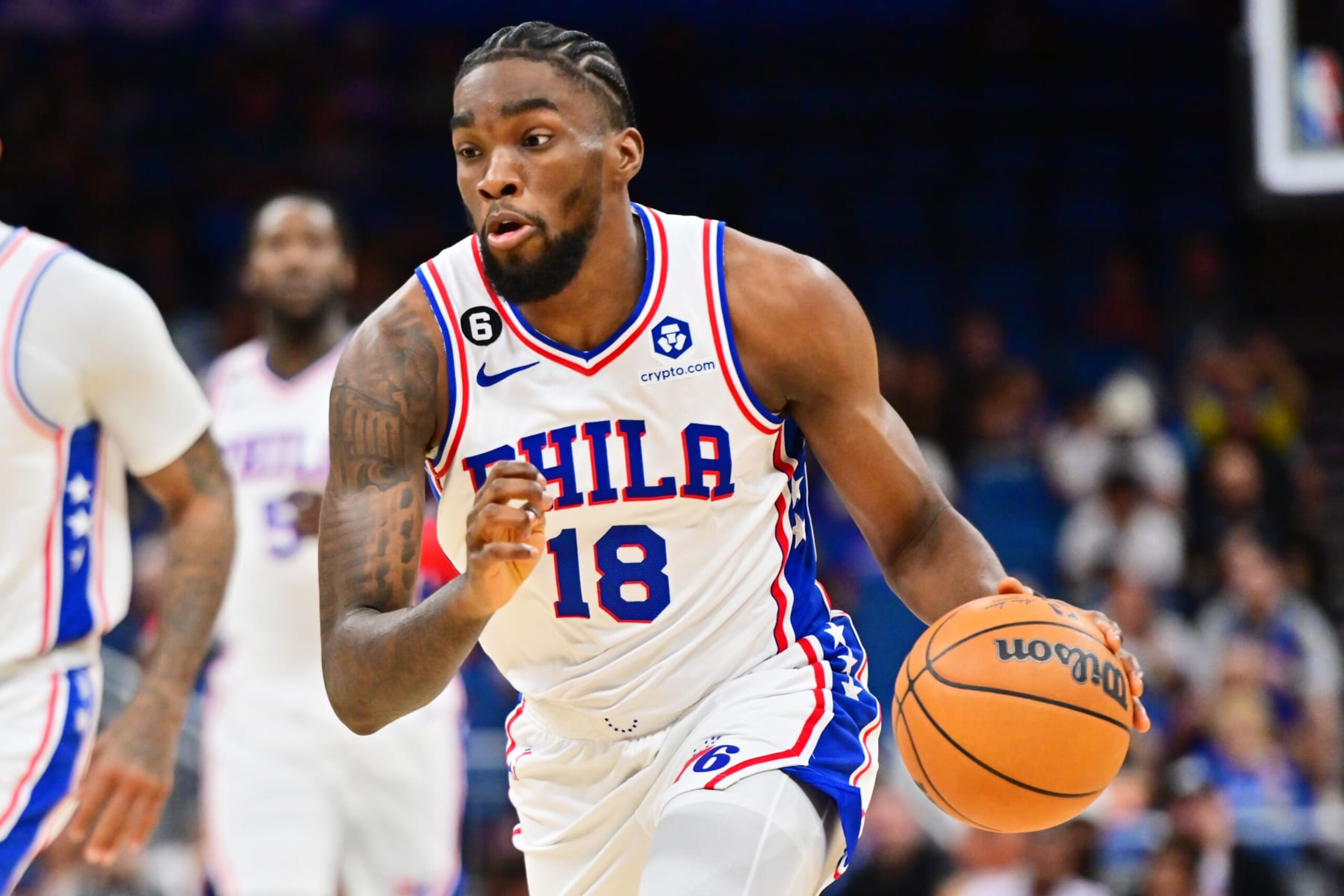 ORLANDO, FLORIDA - NOVEMBER 27: Shake Milton #18 of the Philadelphia 76ers goes to the basket in the first half of a game against the Orlando Magic at Amway Center on November 27, 2022 in Orlando, Florida. NOTE TO USER: User expressly acknowledges and agrees that, by downloading and or using this photograph, User is consenting to the terms and conditions of the Getty Images License Agreement. (Photo by Julio Aguilar/Getty Images) ORLANDO, FLORIDA - NOVEMBER 27: Shake Milton #18 of the Philadelphia 76ers goes to the basket in the first half of a game against the Orlando Magic at Amway Center on November 27, 2022 in Orlando, Florida. NOTE TO USER: User expressly acknowledges and agrees that, by downloading and or using this photograph, User is consenting to the terms and conditions of the Getty Images License Agreement. (Photo by Julio Aguilar/Getty Images)
