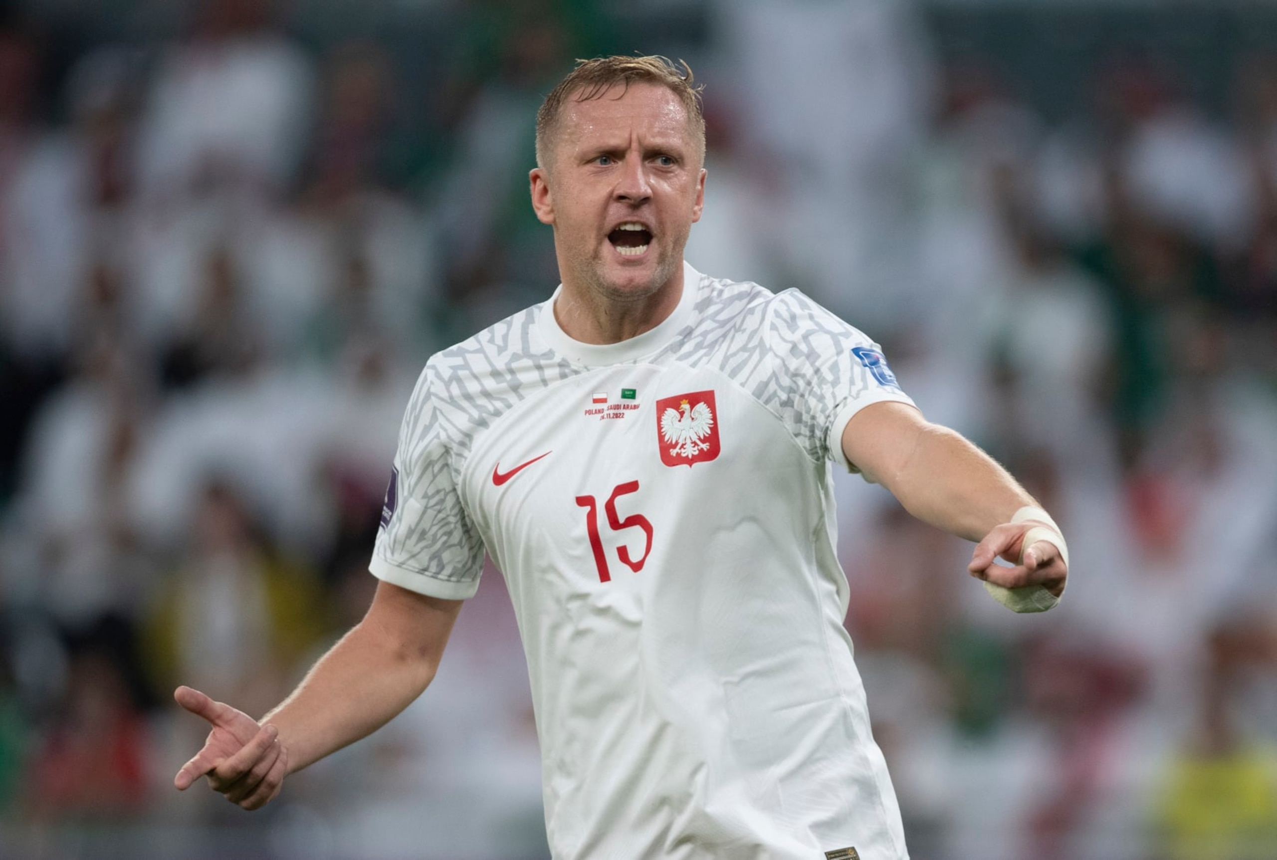 AL RAYYAN, QATAR - NOVEMBER 26: Kamil Glik of Poland in action during the FIFA World Cup Qatar 2022 Group C match between Poland and Saudi Arabia at Education City Stadium on November 26, 2022 in Al Rayyan, Qatar. (Photo by Visionhaus/Getty Images)