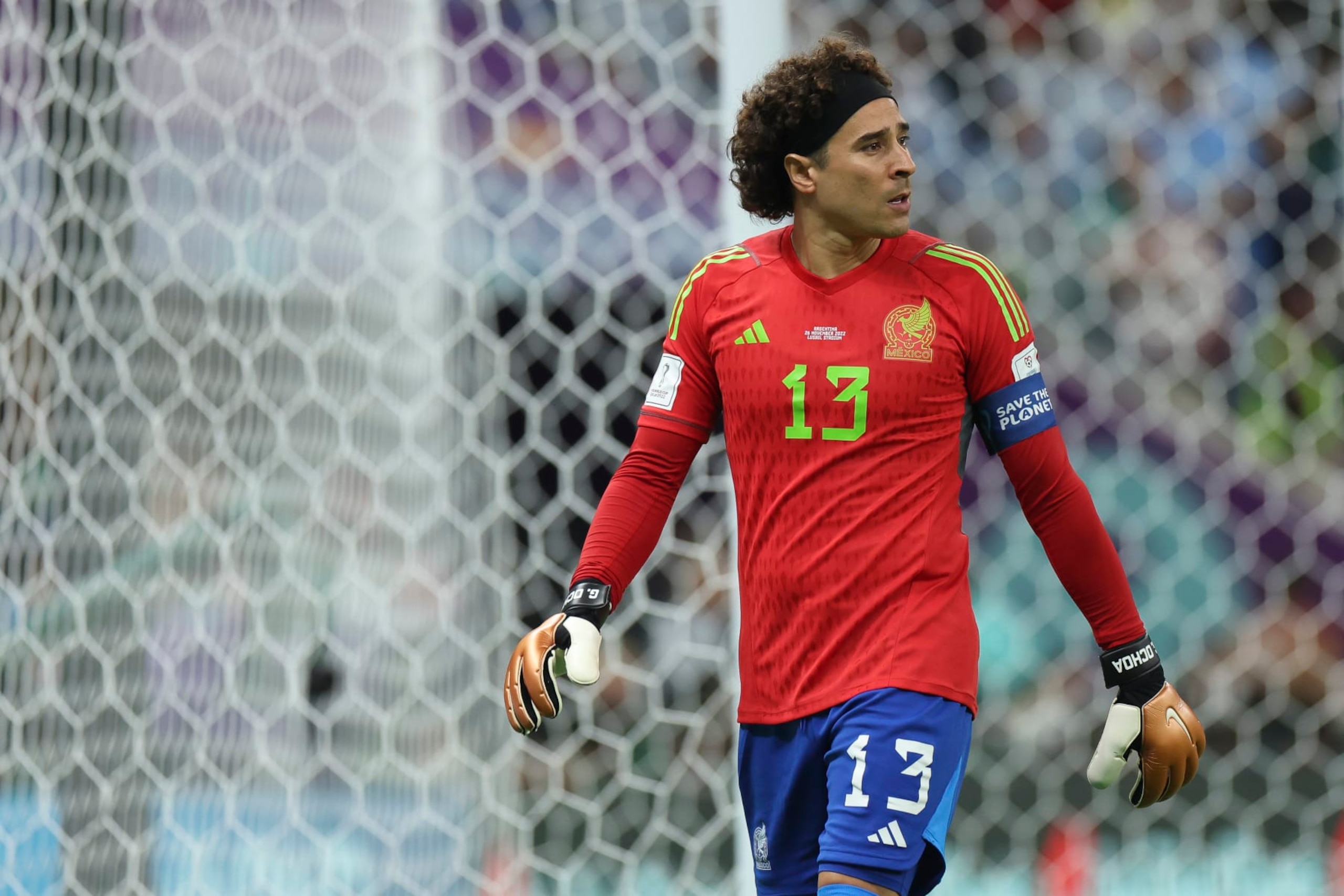 LUSAIL CITY, QATAR - NOVEMBER 26: Guillermo Ochoa of Mexico looks on during the FIFA World Cup Qatar 2022 Group C match between Argentina and Mexico at Lusail Stadium on November 26, 2022 in Lusail City, Qatar. (Photo by Maja Hitij - FIFA/FIFA via Getty Images)