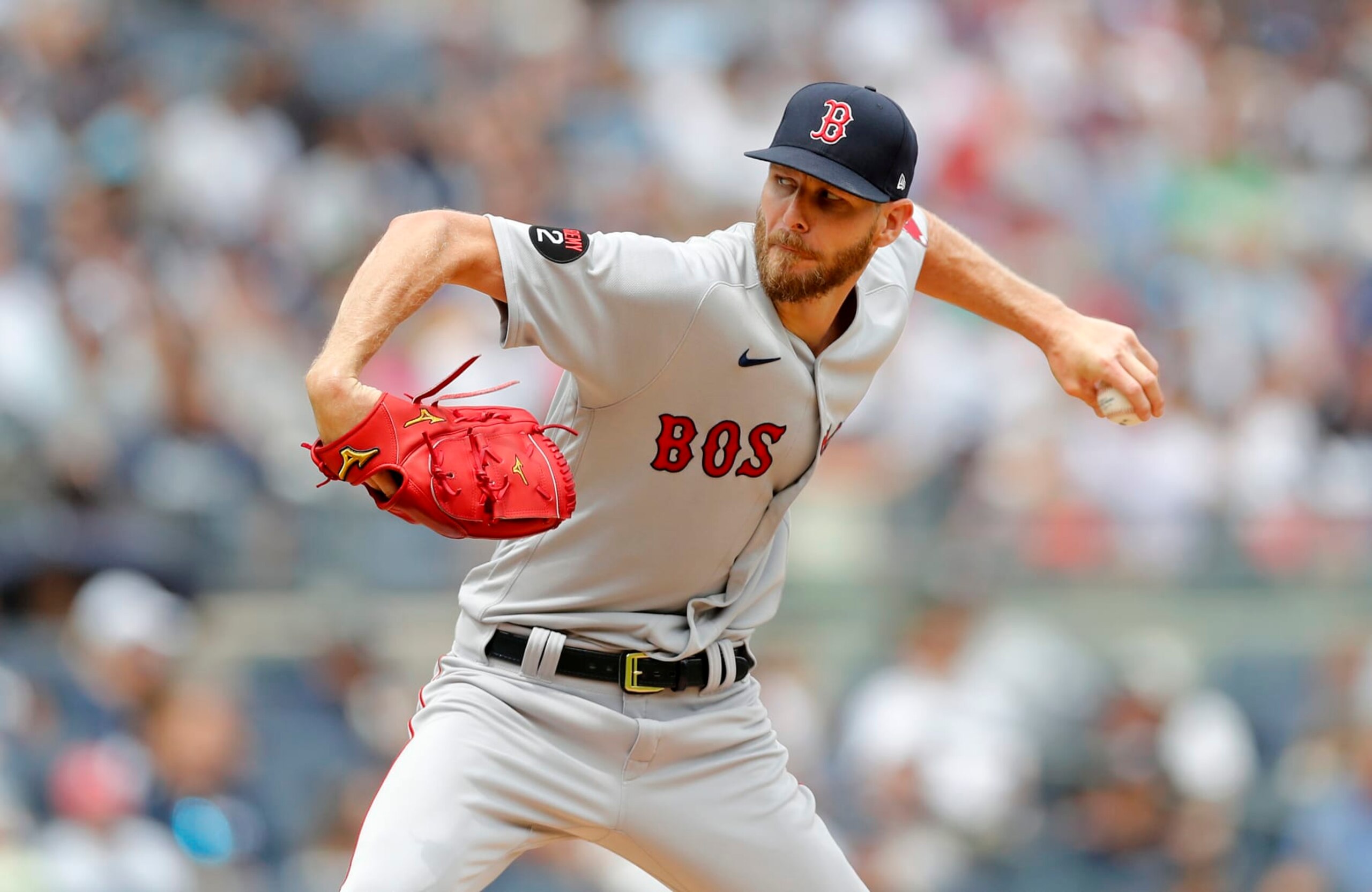 NEW YORK, NEW YORK - JULY 17: (NEW YIRK DAILIES OUT)  Chris Sale #41 of the Boston Red Sox in action against the New York Yankees at Yankee Stadium on July 17, 2022 in New York City. (Photo by Jim McIsaac/Getty Images)
