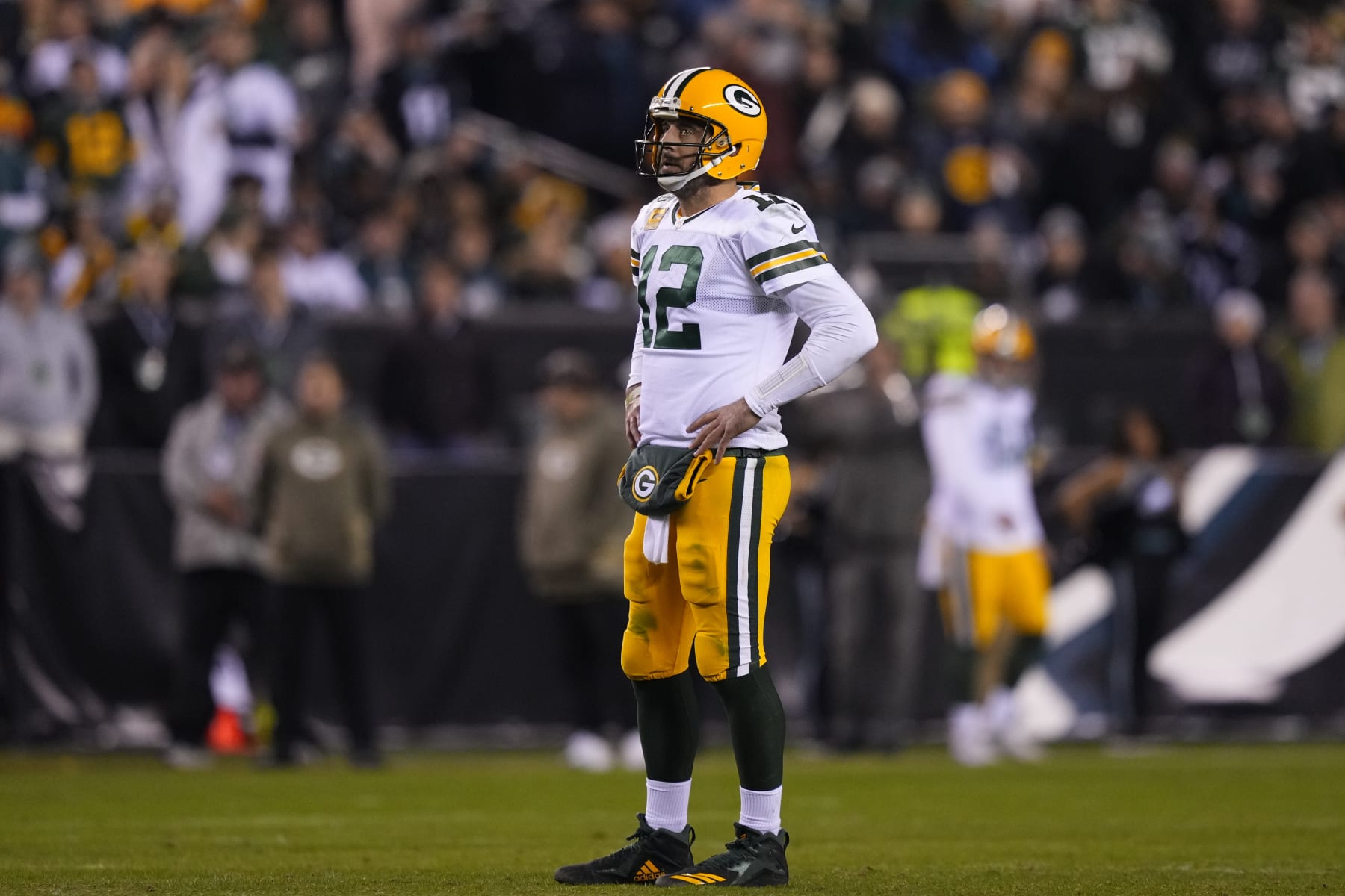 Green Bay Packers' Aaron Rodgers plays during an NFL football game, Sunday, Nov. 27, 2022, in Philadelphia. (AP Photo/Matt Slocum)