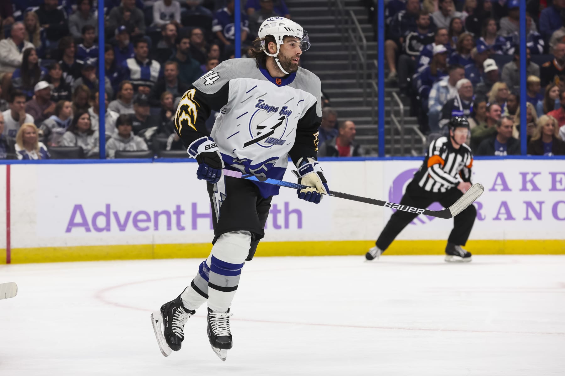 TAMPA, FL - NOVEMBER 17: Pat Maroon #14 of the Tampa Bay Lightning skates against the Calgary Flames during the second period at Amalie Arena on November 17, 2022 in Tampa, Florida. (Photo by Mark LoMoglio/NHLI via Getty Images)