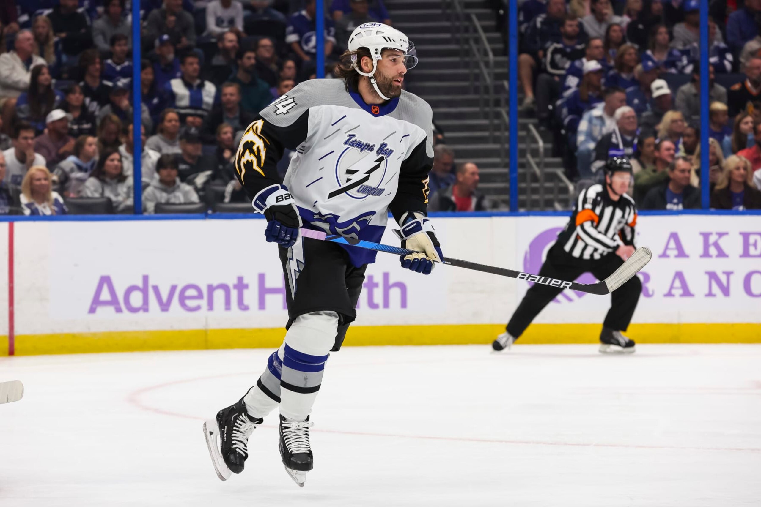 TAMPA, FL - NOVEMBER 17: Pat Maroon #14 of the Tampa Bay Lightning skates against the Calgary Flames during the second period at Amalie Arena on November 17, 2022 in Tampa, Florida. (Photo by Mark LoMoglio/NHLI via Getty Images)
