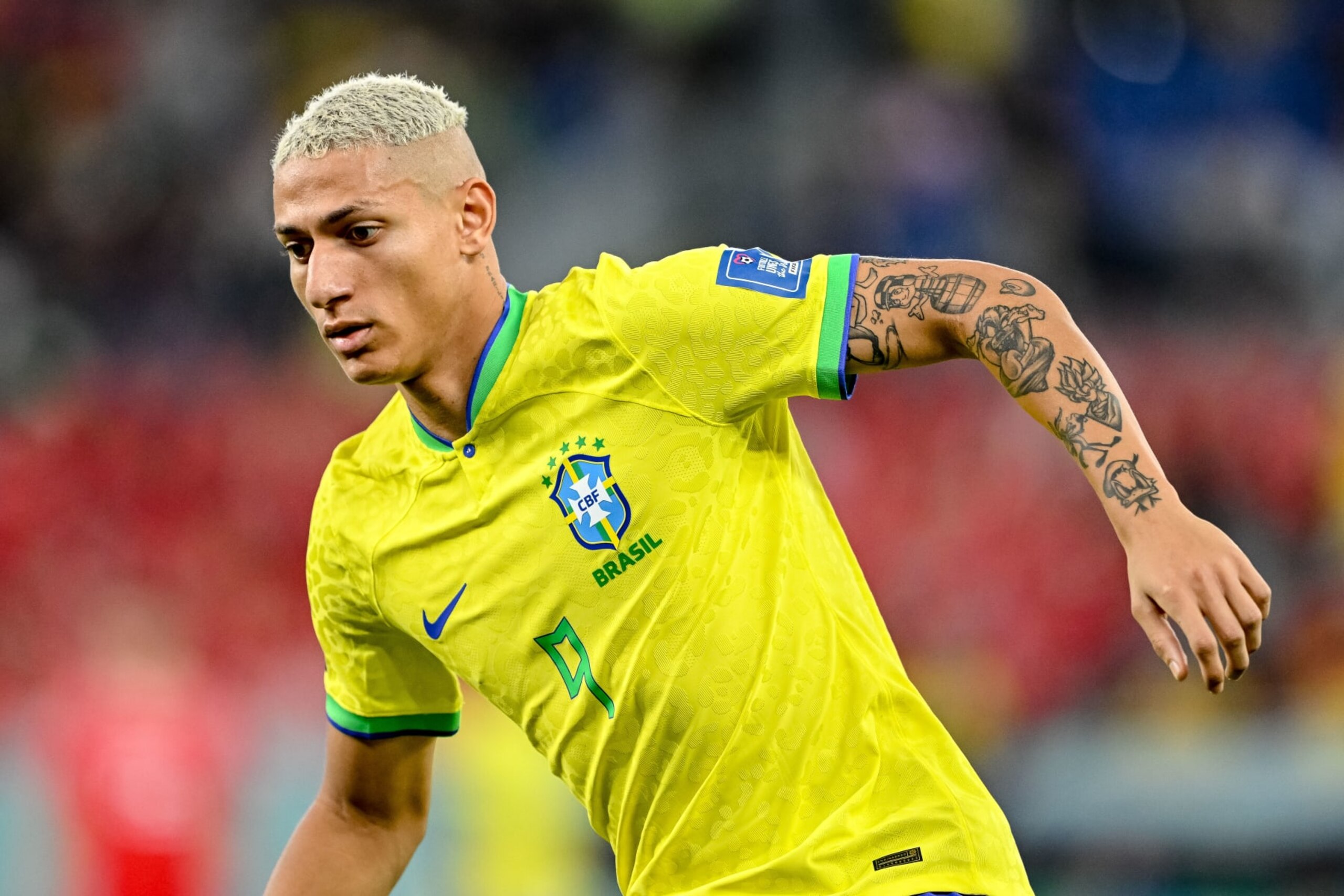 DOHA, QATAR - NOVEMBER 28: Richarlison of Brazil looks on during the FIFA World Cup Qatar 2022 Group G match between Brazil and Switzerland at Stadium 974 on November 28, 2022 in Doha, Qatar. (Photo by Harry Langer/DeFodi Images via Getty Images)
