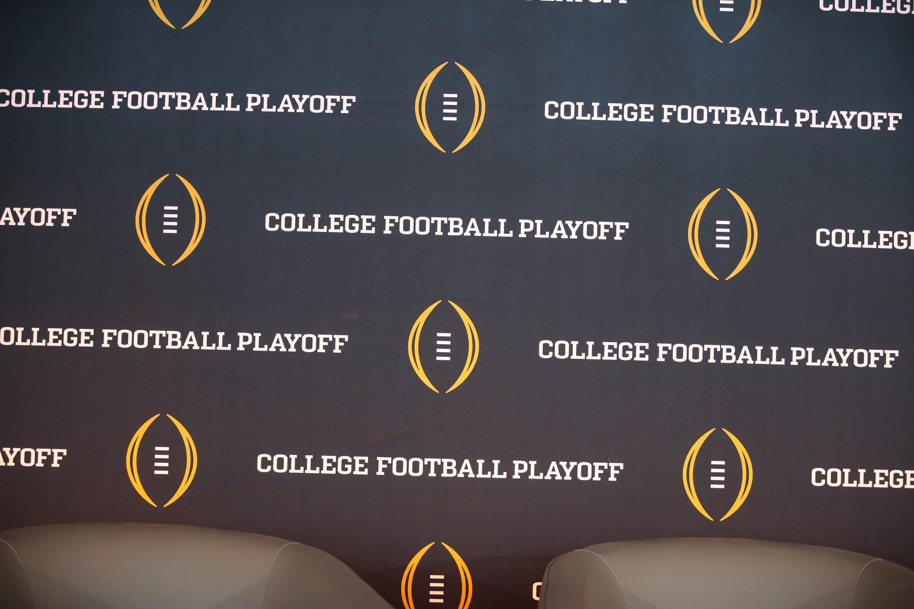 LOS ANGELES, CA - NOVEMBER 19: CFP during the College Football Playoff press conference and media roundtable on November 19, 2022, at Banc of California Stadium in Los Angeles, CA. (Photo by Jevone Moore/Icon Sportswire via Getty Images)