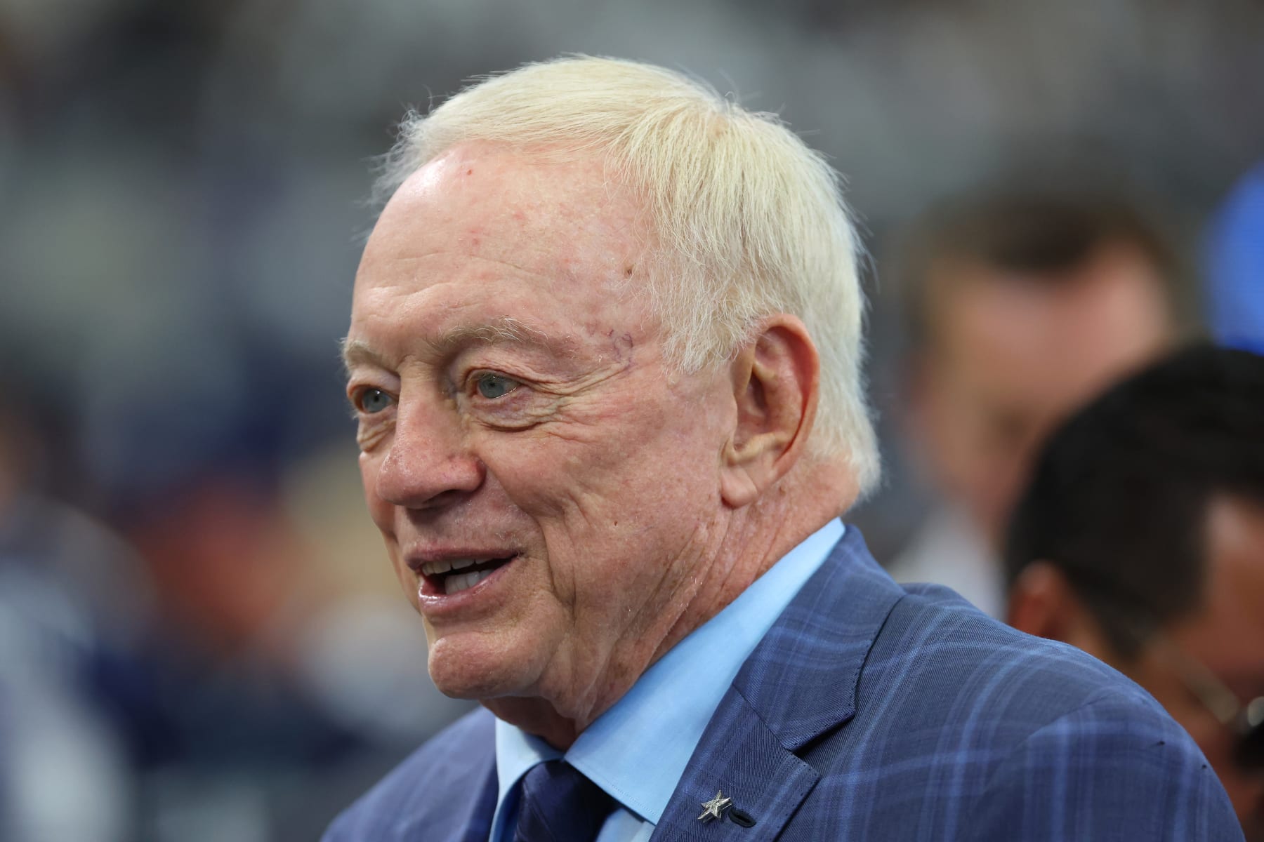 ARLINGTON, TEXAS - SEPTEMBER 18: Owner Jerry Jones of the Dallas Cowboys looks on before the game against the Cincinnati Bengals at AT&T Stadium on September 18, 2022 in Arlington, Texas. (Photo by Richard Rodriguez/Getty Images)