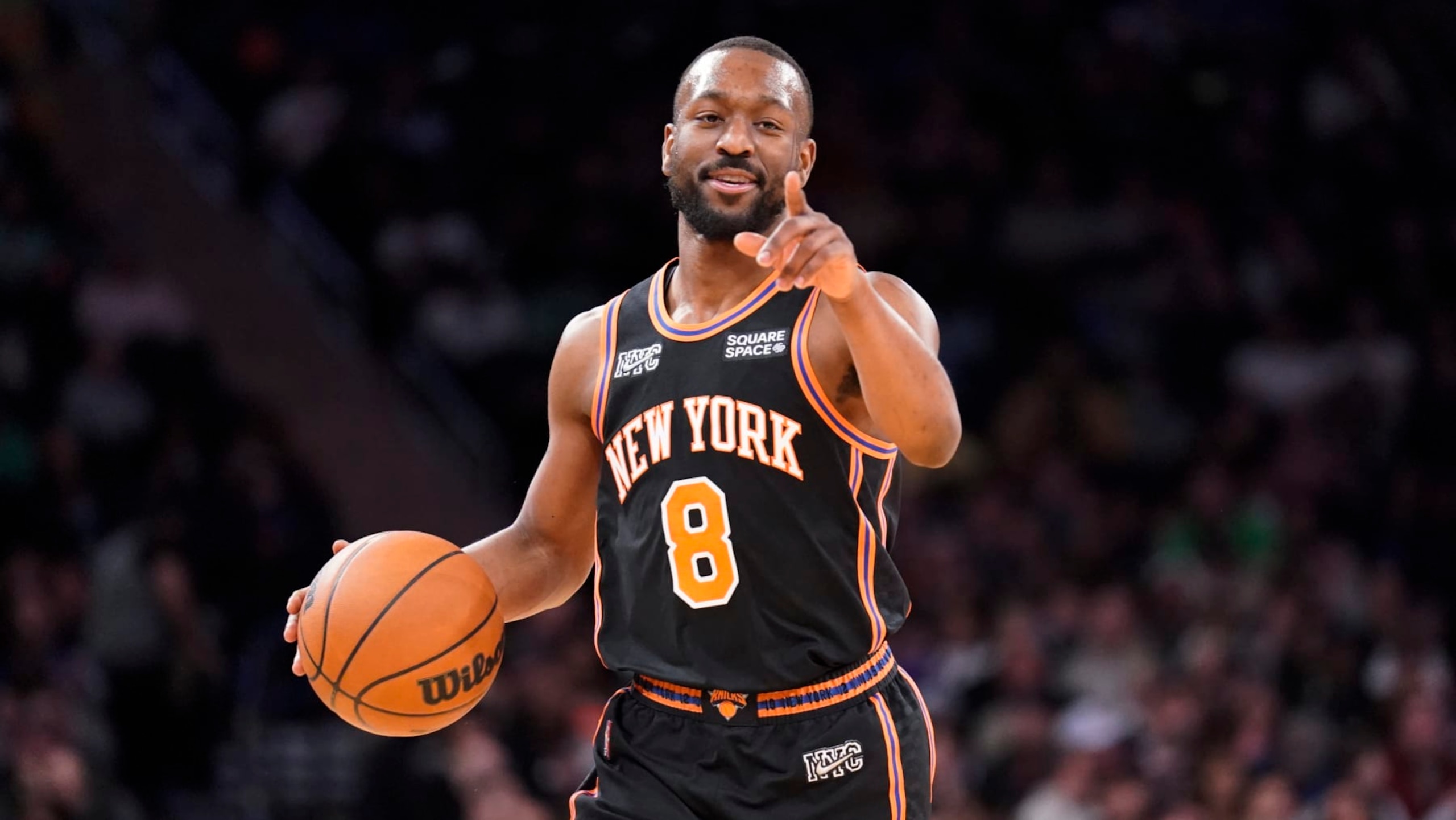 FILE - New York Knicks guard Kemba Walker (8) dribbles up the court during the second half of an NBA basketball game against the Brooklyn Nets, Wednesday, Feb. 16, 2022, in New York. The Dallas Mavericks are close to a deal with four-time All-Star guard Kemba Walker, a person with knowledge of the agreement told The Associated Press on Monday, Nov. 28, 2022. (AP Photo/John Minchillo, File) FILE - New York Knicks guard Kemba Walker (8) dribbles up the court during the second half of an NBA basketball game against the Brooklyn Nets, Wednesday, Feb. 16, 2022, in New York. The Dallas Mavericks are close to a deal with four-time All-Star guard Kemba Walker, a person with knowledge of the agreement told The Associated Press on Monday, Nov. 28, 2022. (AP Photo/John Minchillo, File)
