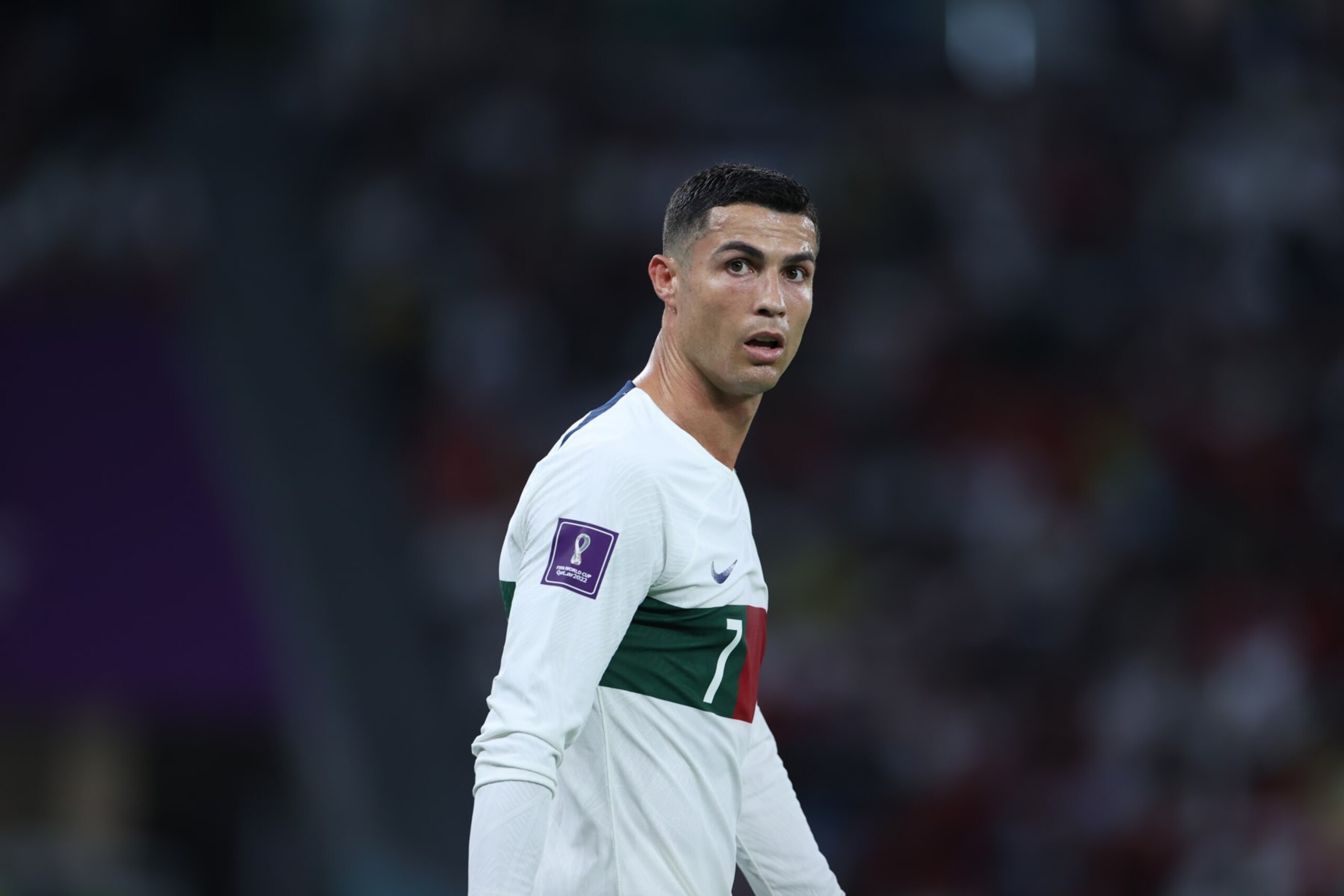 AL RAYYAN, QATAR - DECEMBER 02: Cristiano Ronaldo of Portugal gestures during the FIFA World Cup Qatar 2022 Group H match between South Korea and Portugal at Education City Stadium in Al Rayyan, Qatar on December 02, 2022. (Photo by Fareed Kotb/Anadolu Agency via Getty Images)