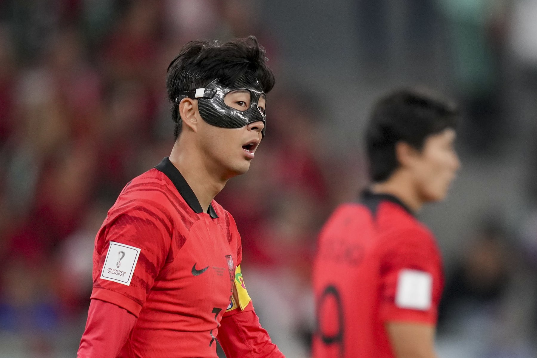 AL RAYYAN, QATAR - DECEMBER 02: Heungmin Son of South Korea looks on during the FIFA World Cup Qatar 2022 Group H match between Korea Republic and Portugal at Education City Stadium on December 2, 2022 in Al Rayyan, Qatar. (Photo by Manuel Reino Berengui/DeFodi Images via Getty Images)