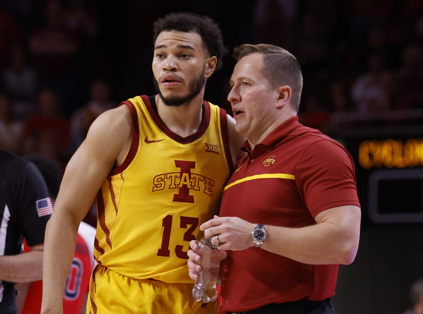 Iowa State's Jaren Holmes and T.J. Otzelberger