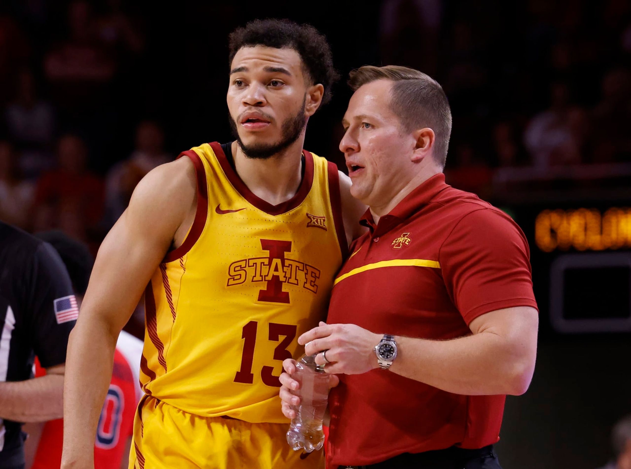 Iowa State's Jaren Holmes and T.J. Otzelberger