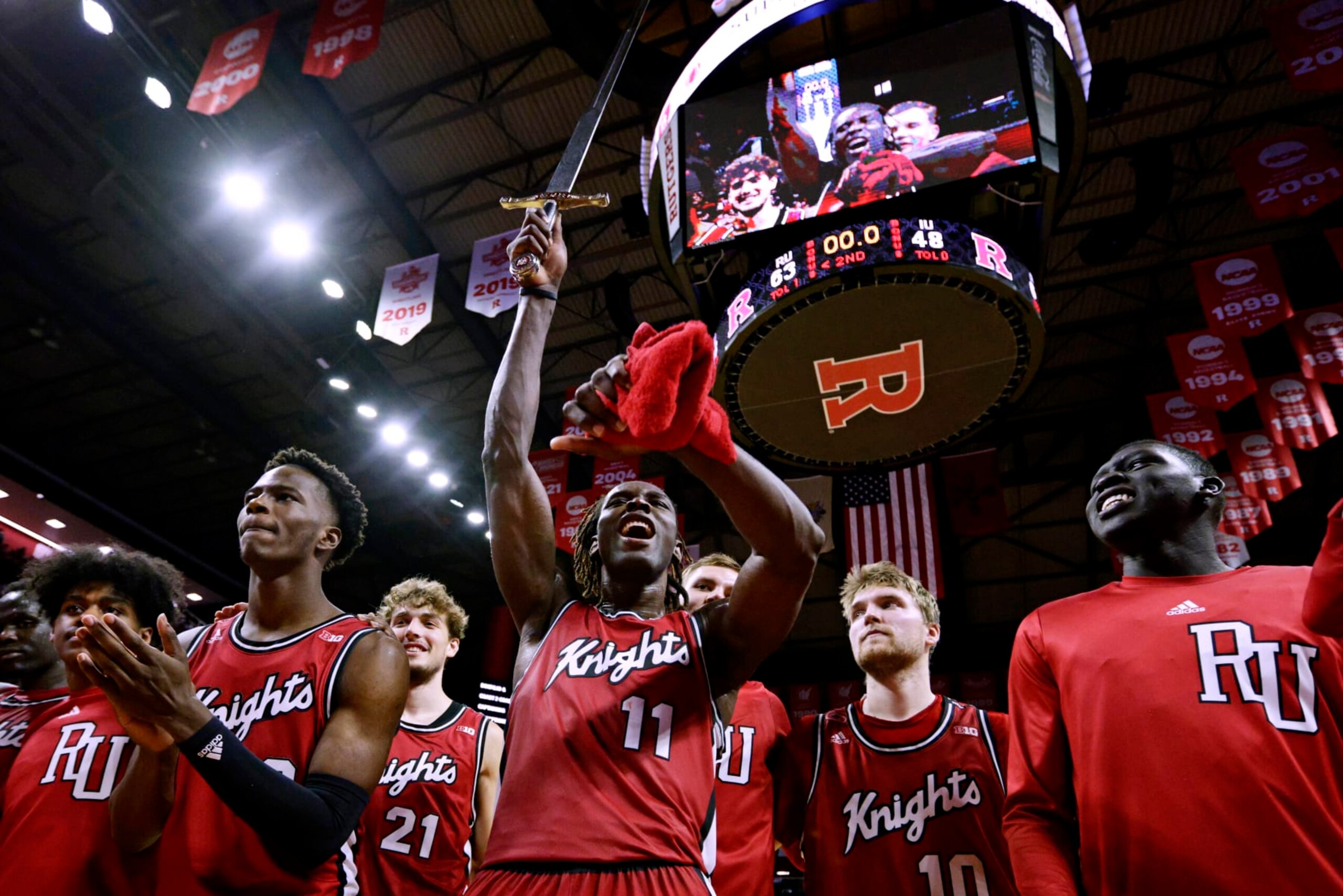 Rutgers celebrates a big early victory over Indiana