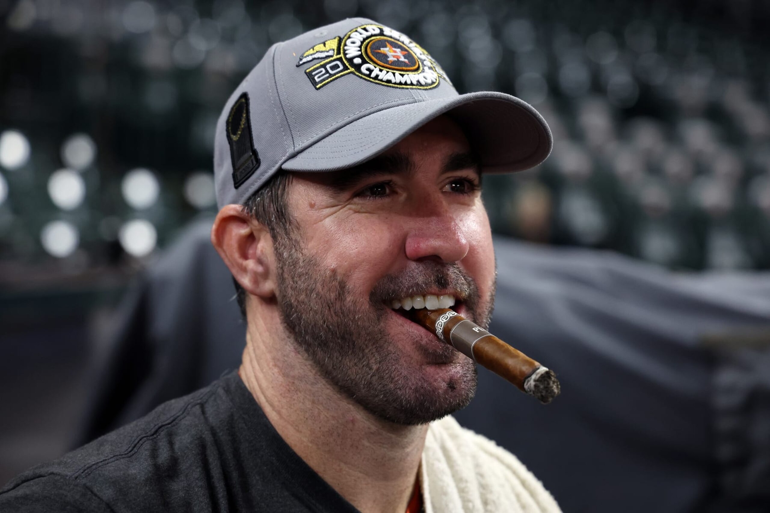 HOUSTON, TEXAS - NOVEMBER 05: Justin Verlander #35 of the Houston Astros celebrates after defeating the Philadelphia Phillies 4-1 to win the 2022 World Series in Game Six of the 2022 World Series at Minute Maid Park on November 05, 2022 in Houston, Texas. (Photo by Rob Carr/Getty Images)