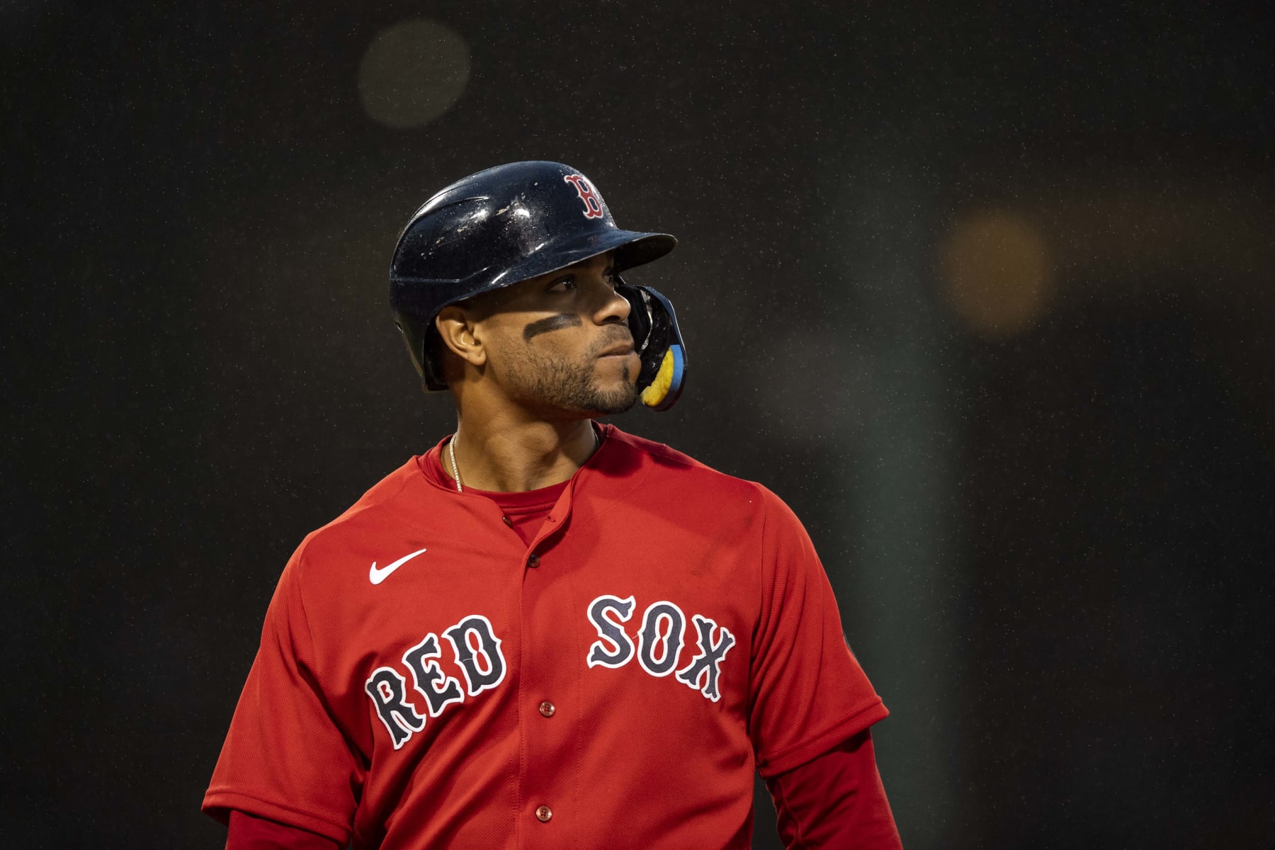 BOSTON, MA - OCTOBER 5: Xander Bogaerts #2 of the Boston Red Sox reacts during the sixth inning of a game against the Tampa Bay Rays on October 5, 2022 at Fenway Park in Boston, Massachusetts. (Photo by Billie Weiss/Boston Red Sox/Getty Images)