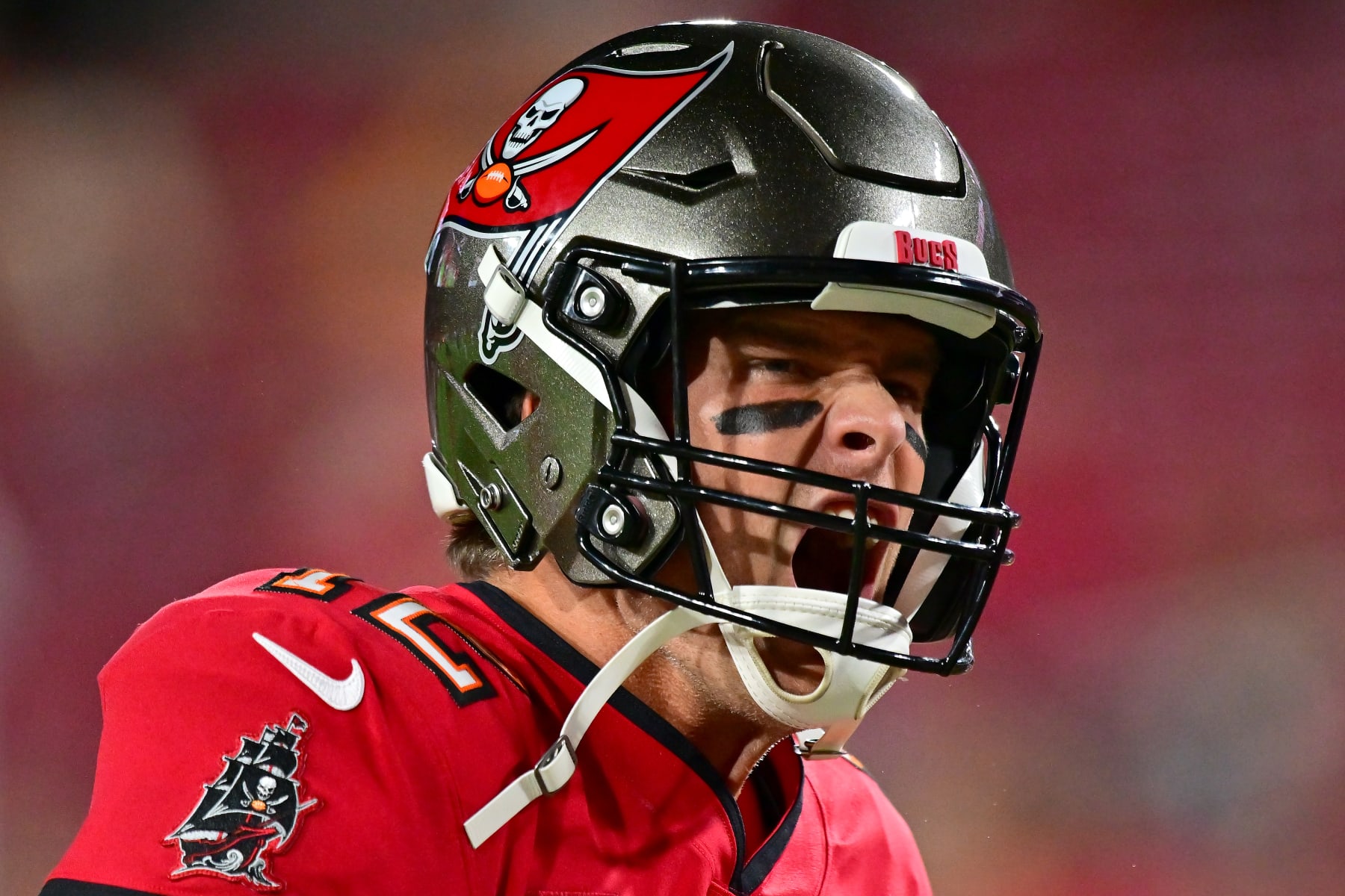 TAMPA, FLORIDA - DECEMBER 05: Tom Brady #12 of the Tampa Bay Buccaneers warms up prior to the game against the New Orleans Saints at Raymond James Stadium on December 05, 2022 in Tampa, Florida. (Photo by Julio Aguilar/Getty Images)