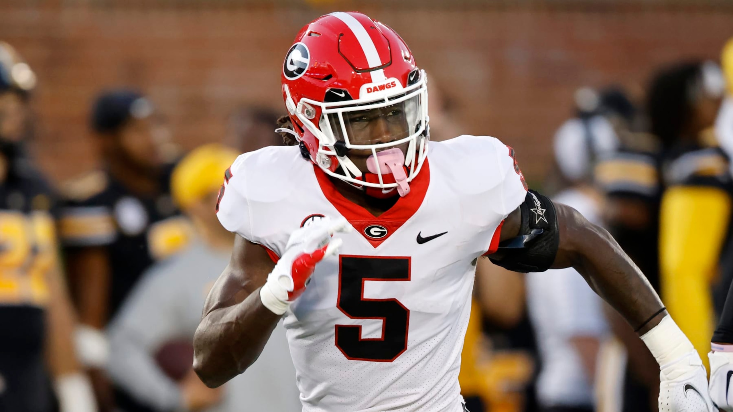 Georgia defensive back Kelee Ringo during an NCAA football game on Saturday, Oct. 1, 2022 in Columbia, Mo.(AP Photo/Colin E. Braley)