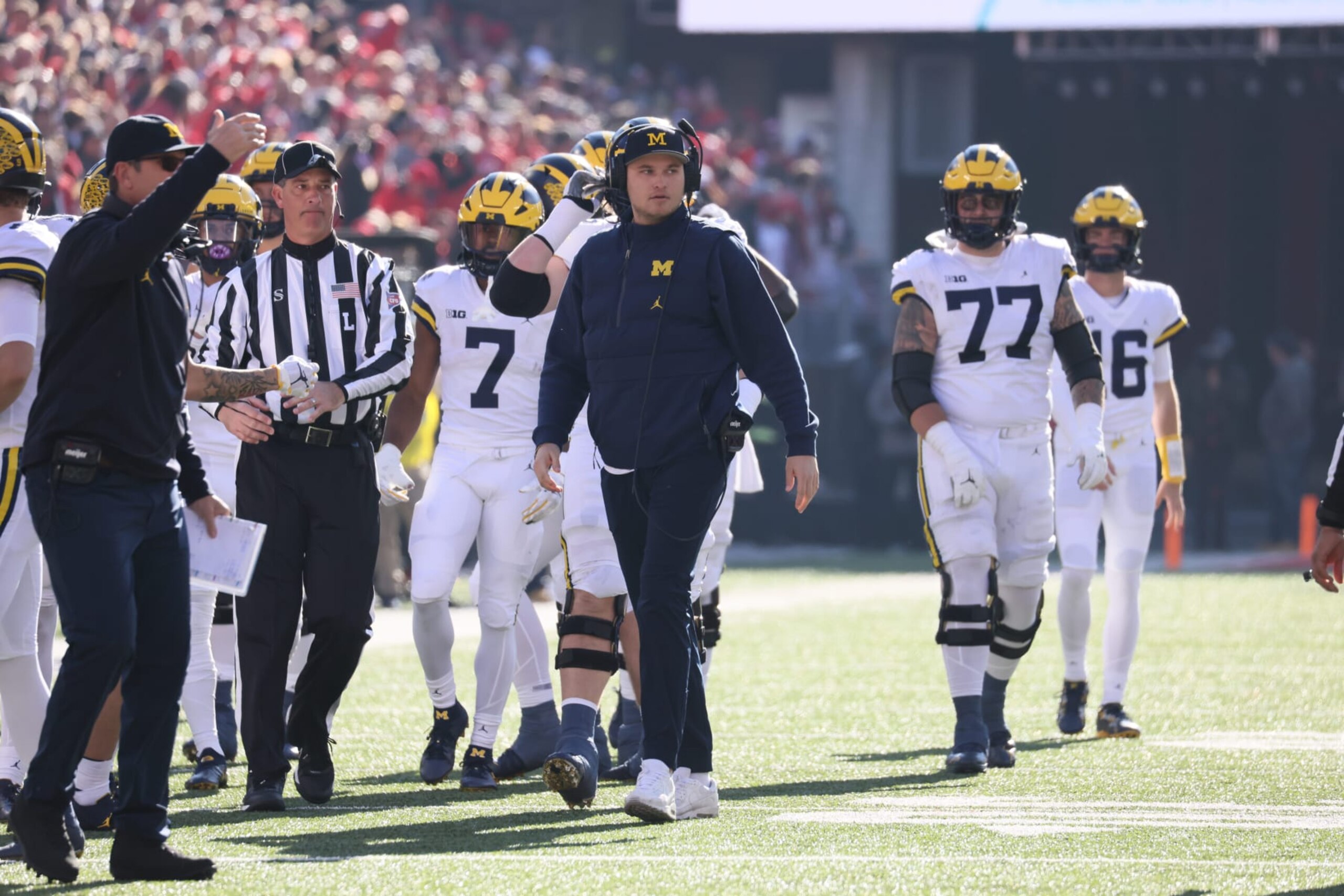 College Football: Michigan defensive coordinator Jesse Minter looks on vs Ohio State at Ohio Stadium.
Columbus, OH 11/26/2022
CREDIT: David E. Klutho (Photo by David E. Klutho/Sports Illustrated via Getty Images)
(Set Number: X164248 TK1) College Football: Michigan defensive coordinator Jesse Minter looks on vs Ohio State at Ohio Stadium.
Columbus, OH 11/26/2022
CREDIT: David E. Klutho (Photo by David E. Klutho/Sports Illustrated via Getty Images)
(Set Number: X164248 TK1)