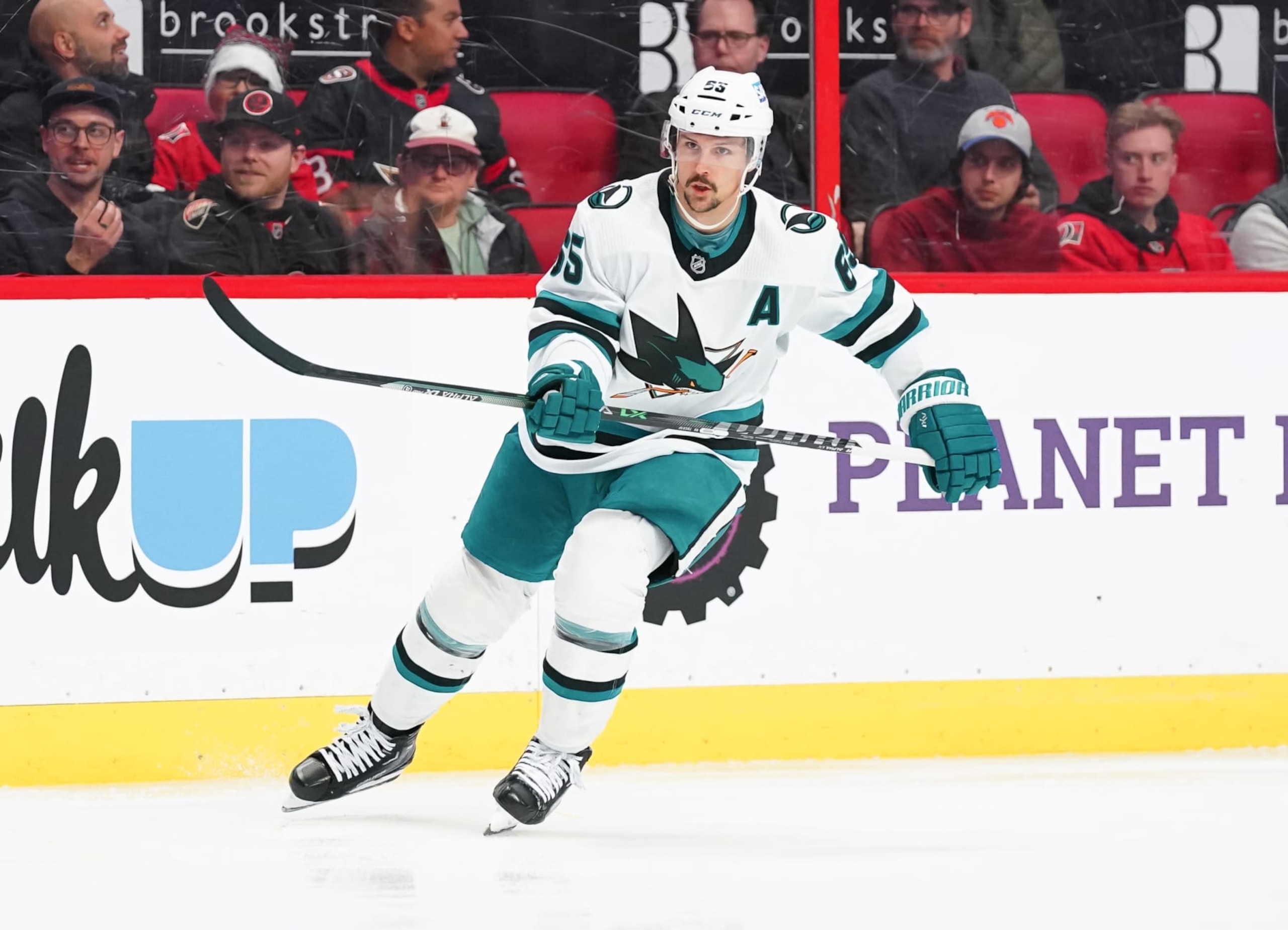OTTAWA, CANADA - DECEMBER 3:  Erik Karlsson #65 of the Ottawa Senators skates against the San Jose Sharks at Canadian Tire Centre on December 3, 2022 in Ottawa, Ontario, Canada.  (Photo by André Ringuette/NHLI via Getty Images)