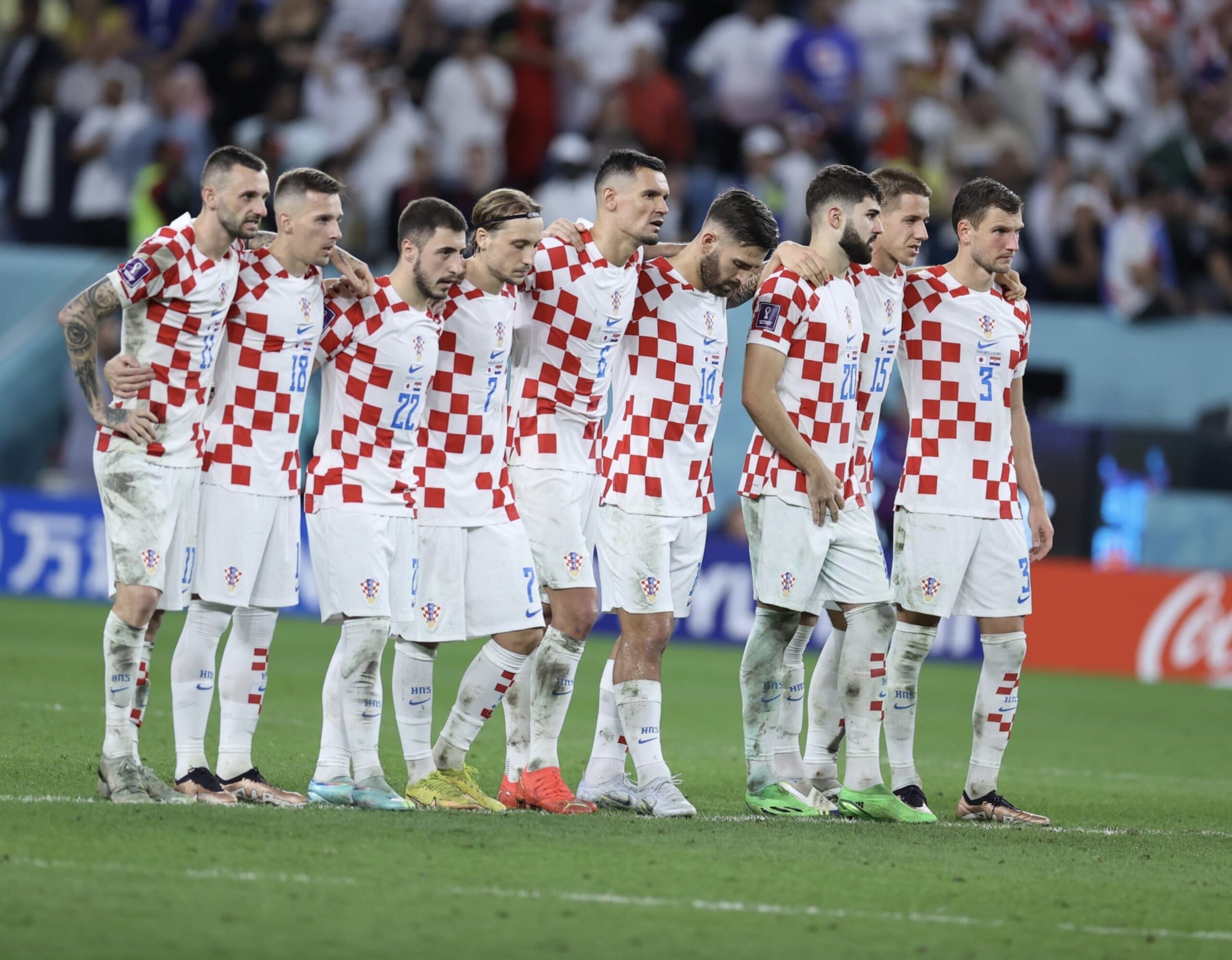 AL WAKRAH, QATAR - DECEMBER 05: Players of Croatia are seen during the Qatar 2022 World Cup round of 16 football match between Japan and Croatia at the Al-Janoub Stadium in Al-Wakrah, south of Doha on December 5, 2022 (Photo by Fareed Kotb/Anadolu Agency via Getty Images)