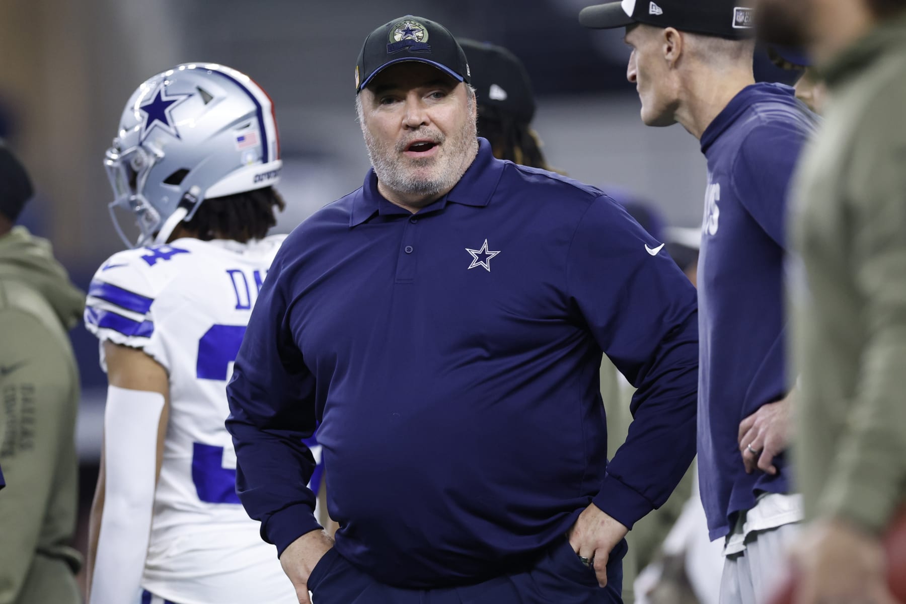 ARLINGTON, TEXAS - DECEMBER 04: Head coach Mike McCarthy of the Dallas Cowboys looks on prior to a game against the Indianapolis Colts at AT&T Stadium on December 04, 2022 in Arlington, Texas. (Photo by Wesley Hitt/Getty Images)