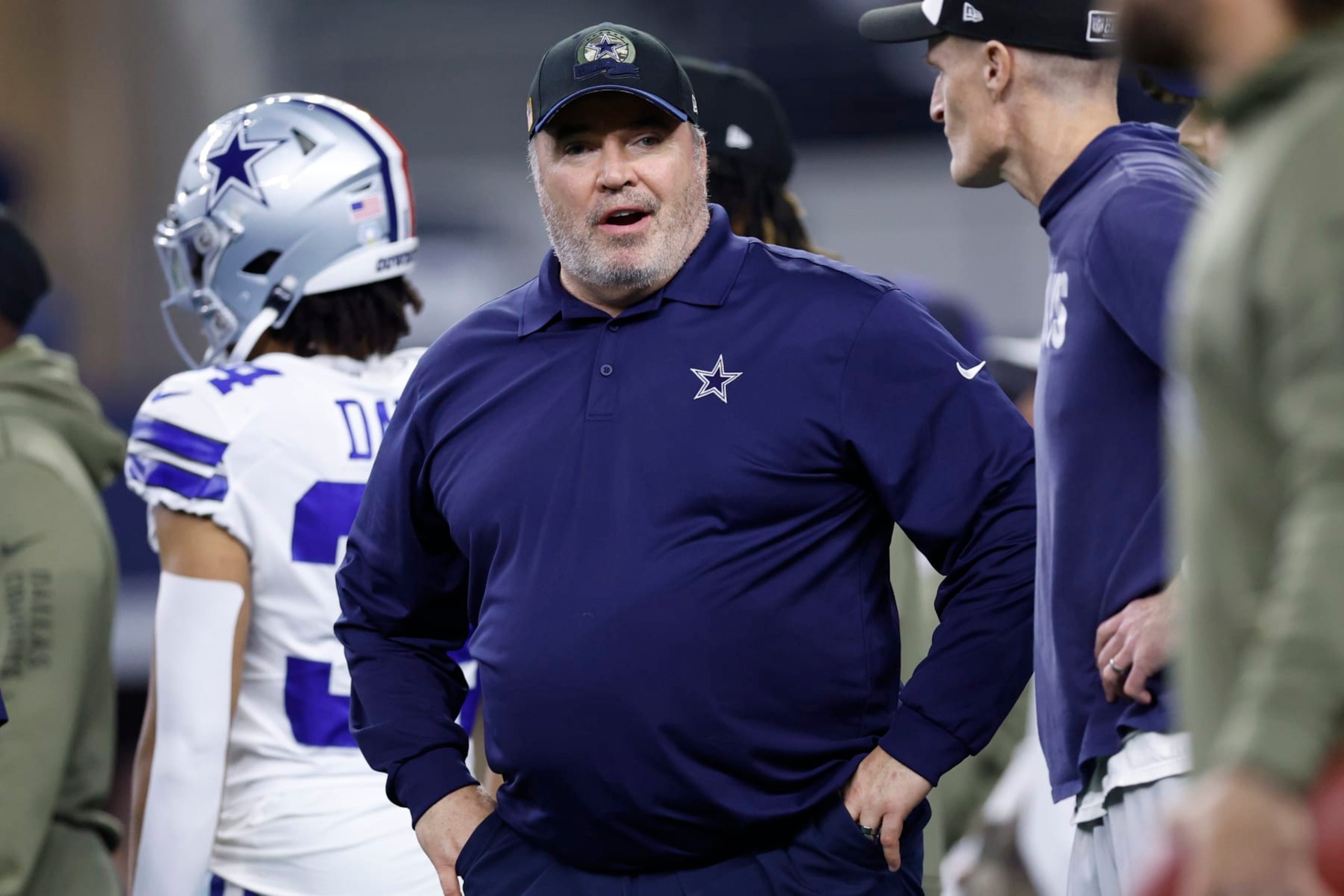 ARLINGTON, TEXAS - DECEMBER 04: Head coach Mike McCarthy of the Dallas Cowboys looks on prior to a game against the Indianapolis Colts at AT&T Stadium on December 04, 2022 in Arlington, Texas. (Photo by Wesley Hitt/Getty Images)