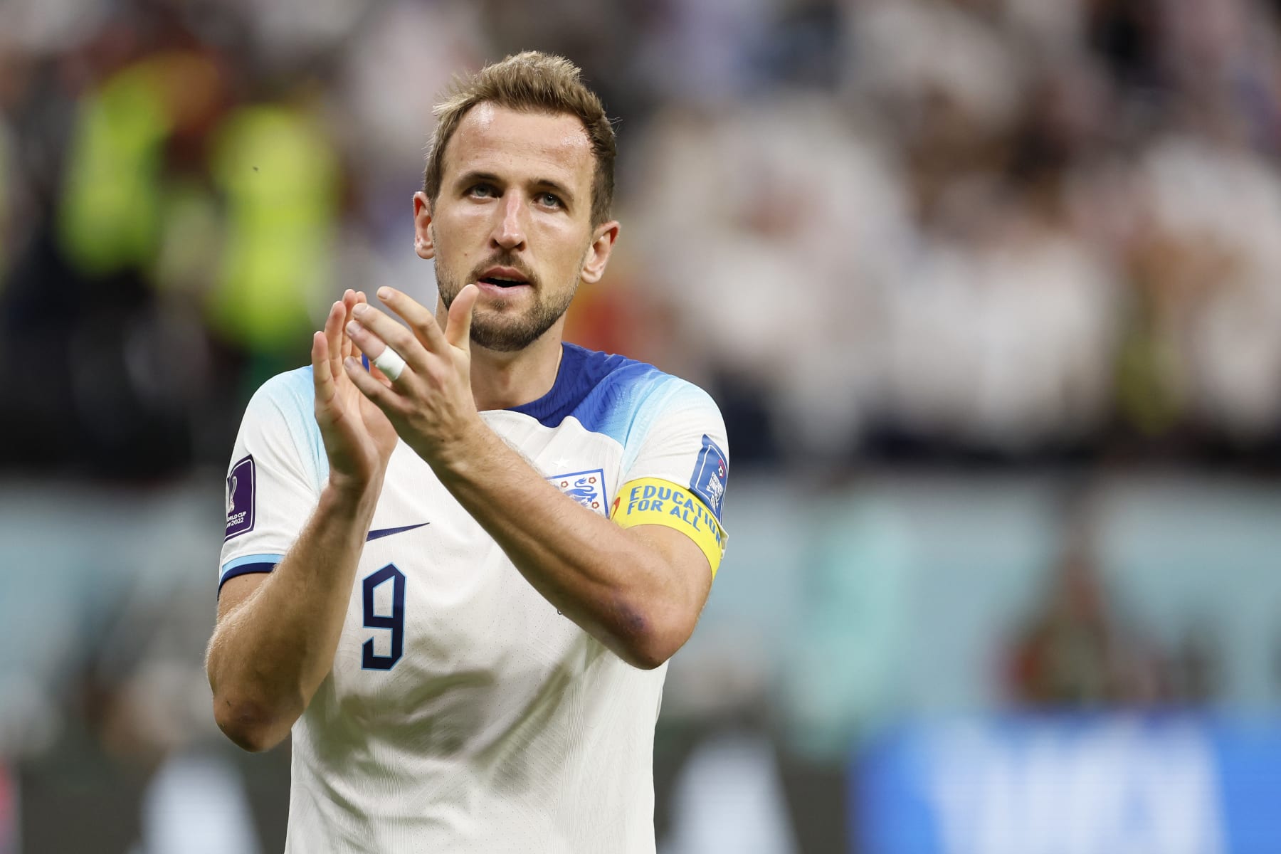 AL KHOR, QATAR - DECEMBER 04: Harry Kane of England  after the FIFA World Cup Qatar 2022 Round of 16 match between England and Senegal at Al Bayt Stadium on December 4, 2022 in Al Khor, Qatar. (Photo by Richard Sellers/Getty Images)