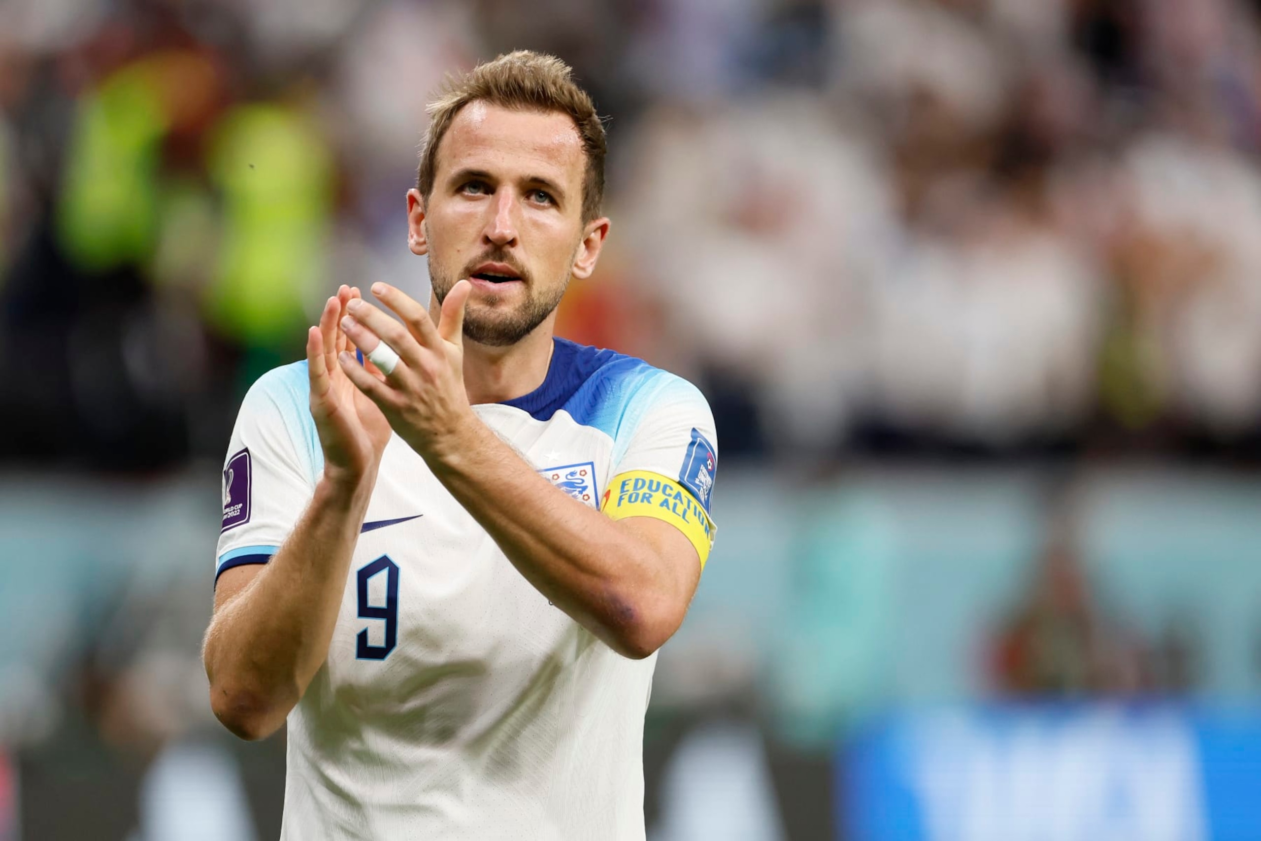 AL KHOR, QATAR - DECEMBER 04: Harry Kane of England  after the FIFA World Cup Qatar 2022 Round of 16 match between England and Senegal at Al Bayt Stadium on December 4, 2022 in Al Khor, Qatar. (Photo by Richard Sellers/Getty Images)