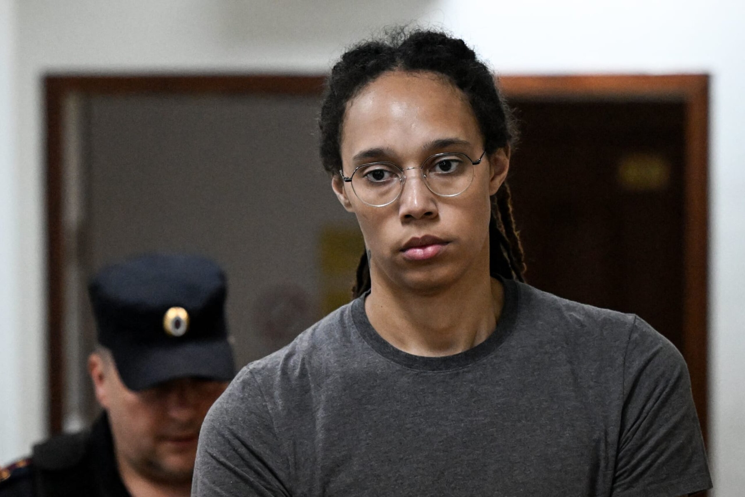US' Women's National Basketball Association (WNBA) basketball player Brittney Griner, who was detained at Moscow's Sheremetyevo airport and later charged with illegal possession of cannabis, arrives to a hearing at the Khimki Court, outside Moscow on August 4, 2022. - Lawyers for US basketball star Brittney Griner, who is standing trial in Russia on drug charges, said on July 26, 2022 they hoped she would receive a "lenient" sentence. (Photo by Kirill KUDRYAVTSEV / AFP) (Photo by KIRILL KUDRYAVTSEV/AFP via Getty Images)