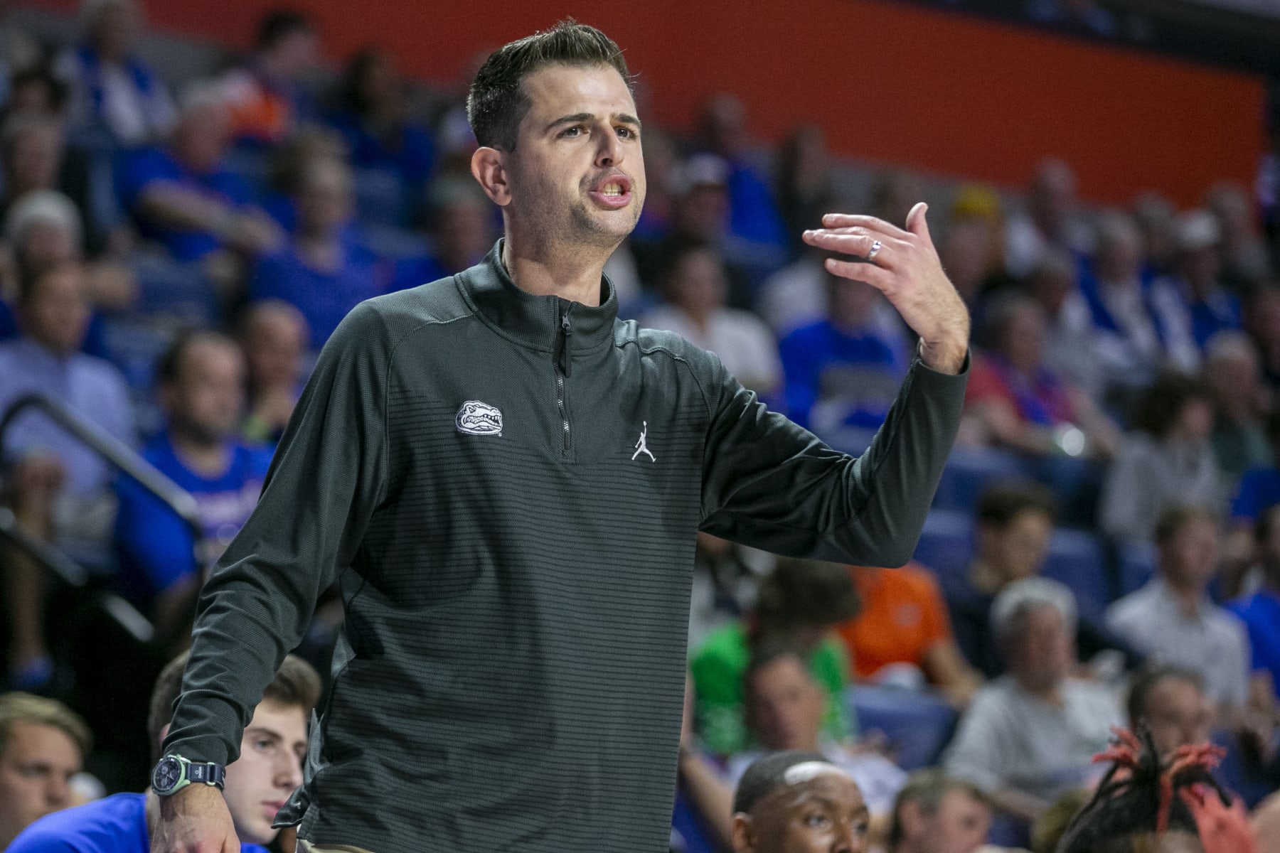 Florida head coach Todd Golden during the first half of an NCAA college basketball game Wednesday, Dec. 7, 2022, in Gainesville, Fla. (AP Photo/Alan Youngblood)
