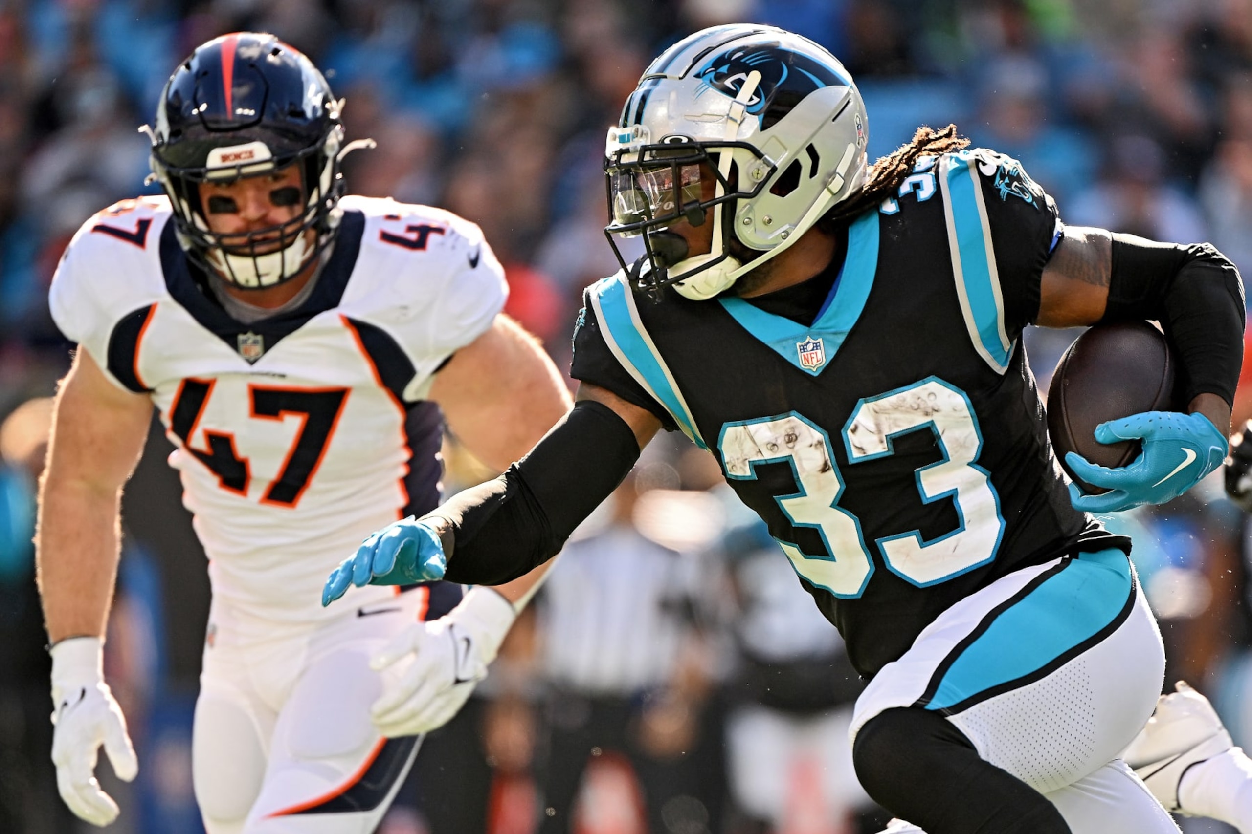 D'Onta Foreman has been huge for the Panthers since they traded away Christian McCaffrey. D'Onta Foreman has been huge for the Panthers since they traded away Christian McCaffrey.