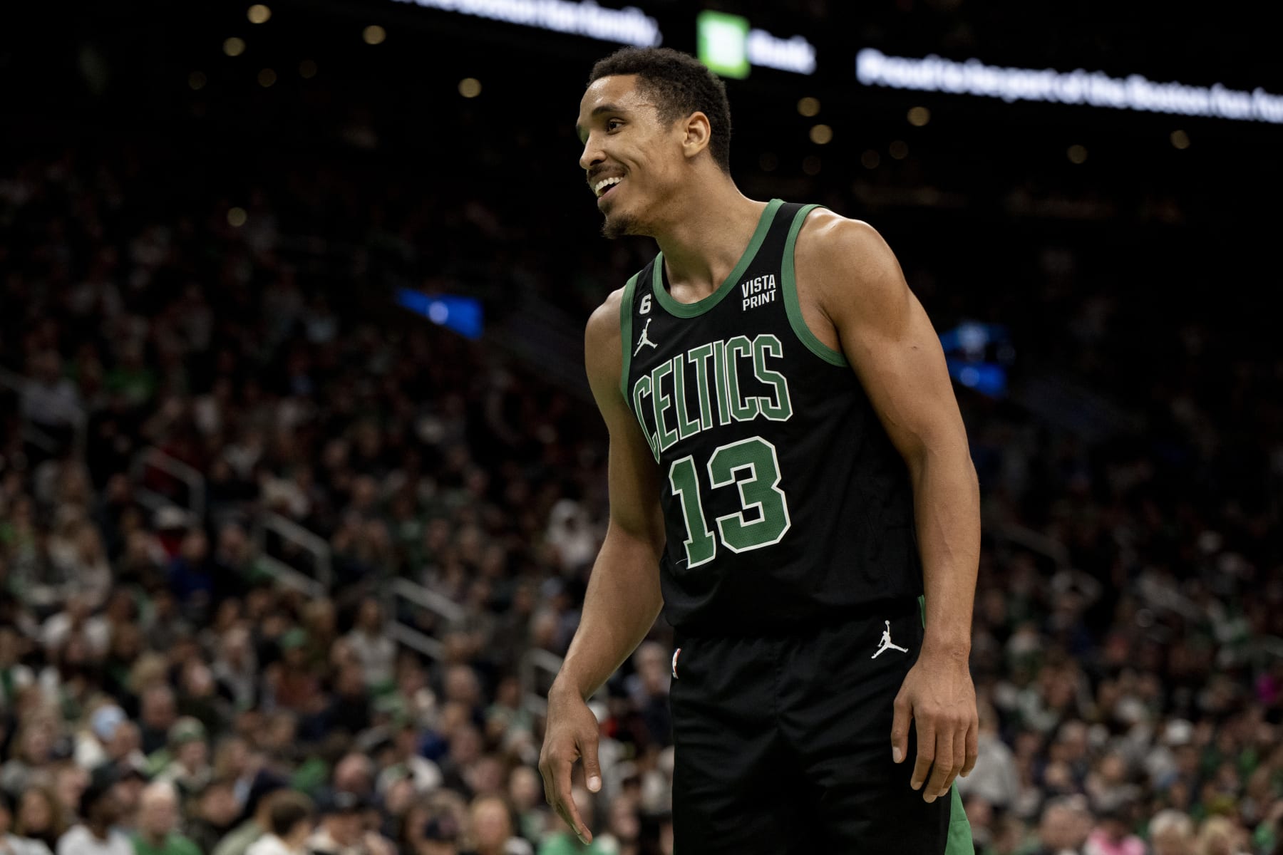 BOSTON, MA - NOVEMBER 27: Malcolm Brogdon #13 of the Boston Celtics reacts during the second half of a game Washington Wizards at TD Garden on November 27, 2022 in Boston, Massachusetts. NOTE TO USER: User expressly acknowledges and agrees that, by downloading and or using this photograph, User is consenting to the terms and conditions of the Getty Images License Agreement. (Photo by Maddie Malhotra/Getty Images)