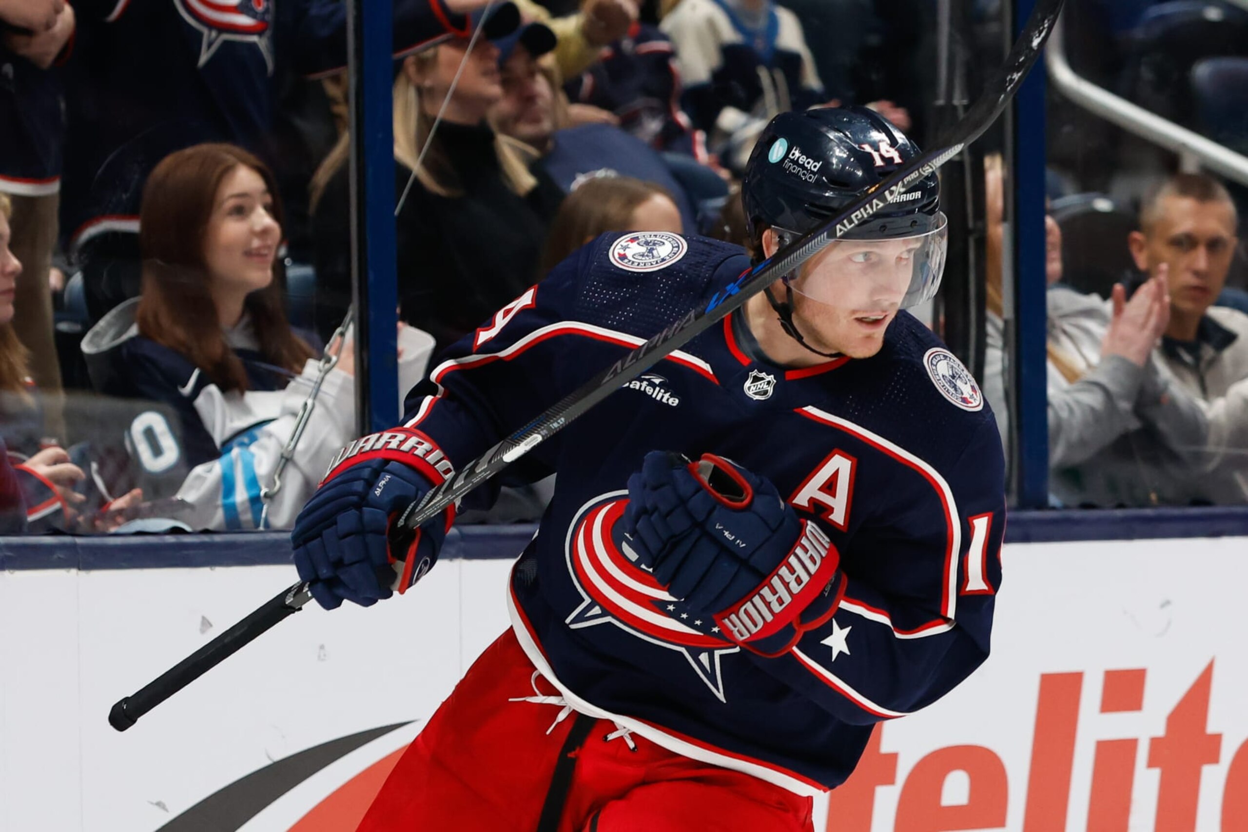 COLUMBUS, OH - DECEMBER 07: Columbus Blue Jackets left wing Gustav Nyquist (14) during the third period in a game between the Columbus Blue Jackets and the Buffalo Sabres on December 7, 2022, at Nationwide Arena in Columbus, Ohio. (Photo by Graham Stokes/Icon Sportswire via Getty Images) COLUMBUS, OH - DECEMBER 07: Columbus Blue Jackets left wing Gustav Nyquist (14) during the third period in a game between the Columbus Blue Jackets and the Buffalo Sabres on December 7, 2022, at Nationwide Arena in Columbus, Ohio. (Photo by Graham Stokes/Icon Sportswire via Getty Images)