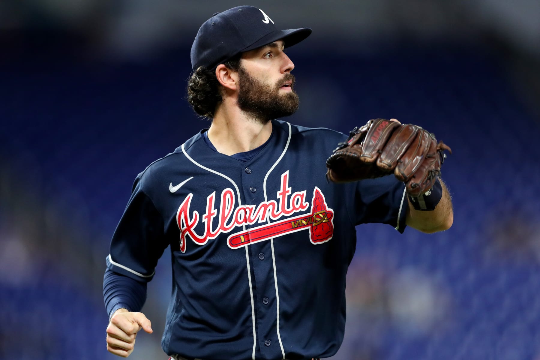 MIAMI, FLORIDA - OCTOBER 03: Dansby Swanson #7 of the Atlanta Braves in action against the Miami Marlins at loanDepot park on October 03, 2022 in Miami, Florida. (Photo by Megan Briggs/Getty Images)