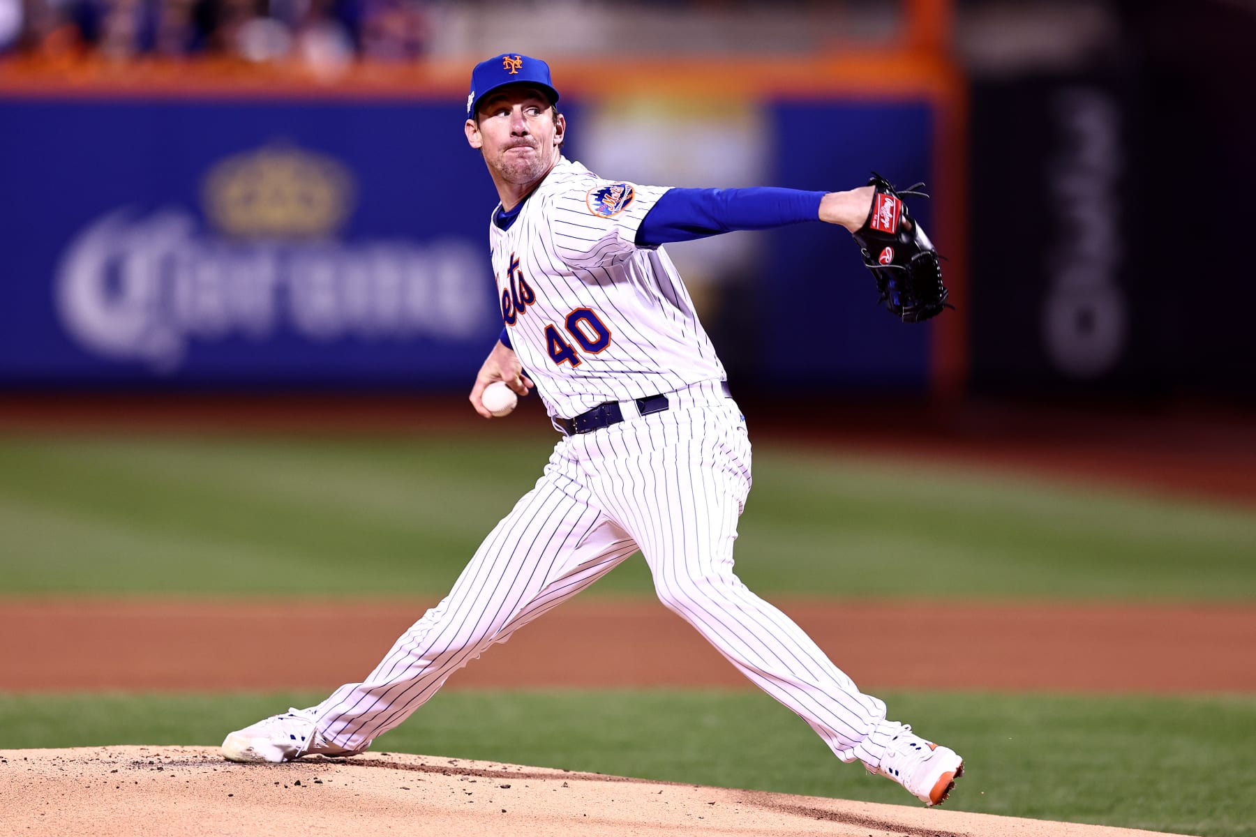 NEW YORK, NEW YORK - OCTOBER 09: Chris Bassitt #40 of the New York Mets throws a pitch against the San Diego Padres during the first inning in game three of the National League Wild Card Series at Citi Field on October 09, 2022 in New York City. (Photo by Dustin Satloff/Getty Images)
