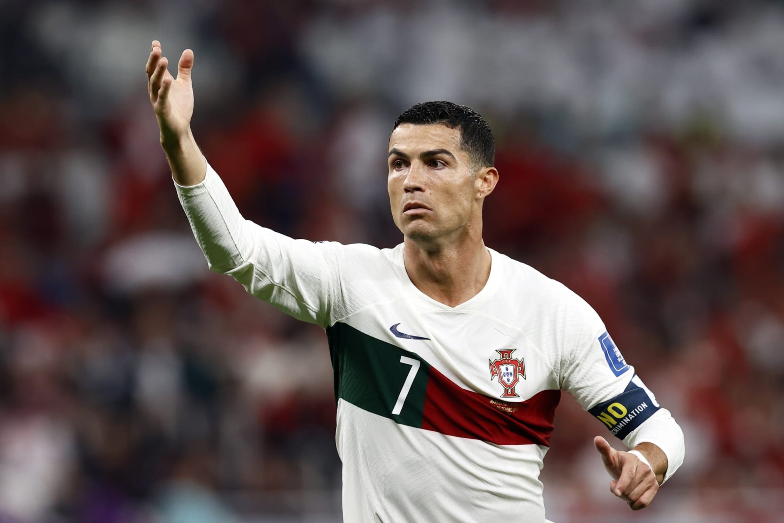 DOHA - Cristiano Ronaldo of Portugal during the FIFA World Cup Qatar 2022 quarterfinal match between Morocco and Portugal at Al Thumama Stadium on December 10, 2022 in Doha, Qatar. ANP KOEN VAN WEEL (Photo by ANP via Getty Images)
