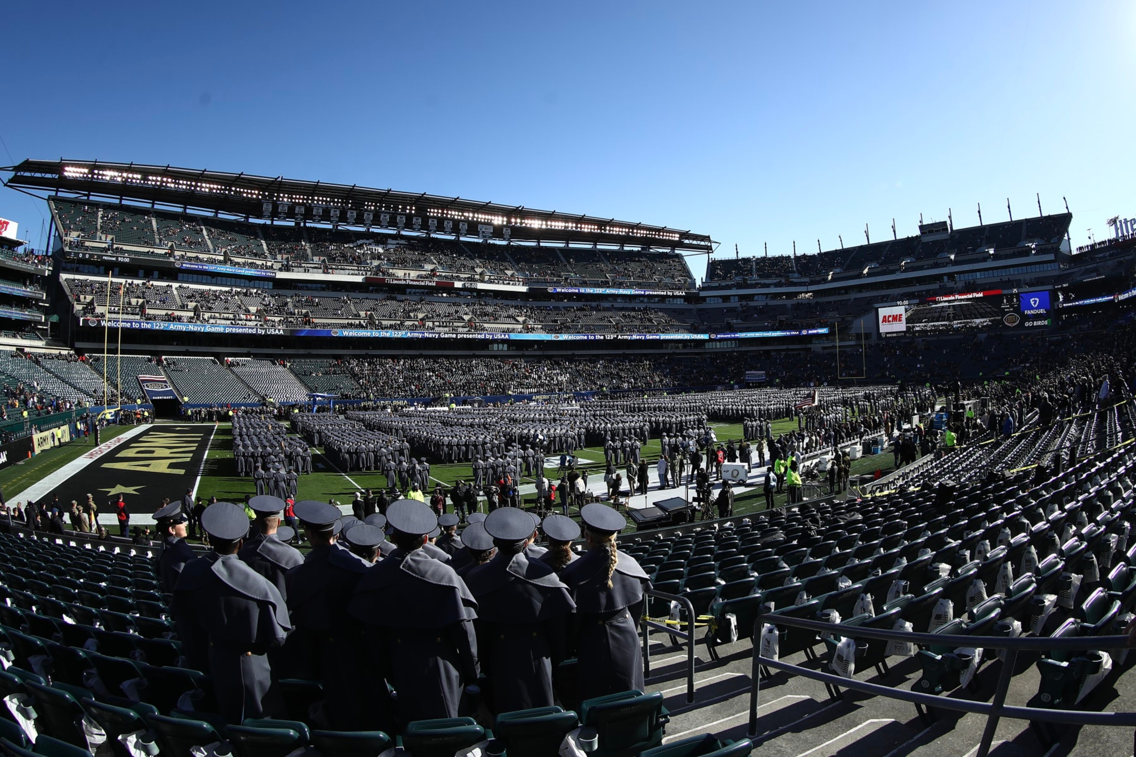 PHILADELPHIA, PENNSYLVANIA - DECEMBER 10: A general view before the game between the Army Black Knights and the Navy Midshipmen at Lincoln Financial Field on December 10, 2022 in Philadelphia, Pennsylvania. (Photo by Tim Nwachukwu/Getty Images) PHILADELPHIA, PENNSYLVANIA - DECEMBER 10: A general view before the game between the Army Black Knights and the Navy Midshipmen at Lincoln Financial Field on December 10, 2022 in Philadelphia, Pennsylvania. (Photo by Tim Nwachukwu/Getty Images)