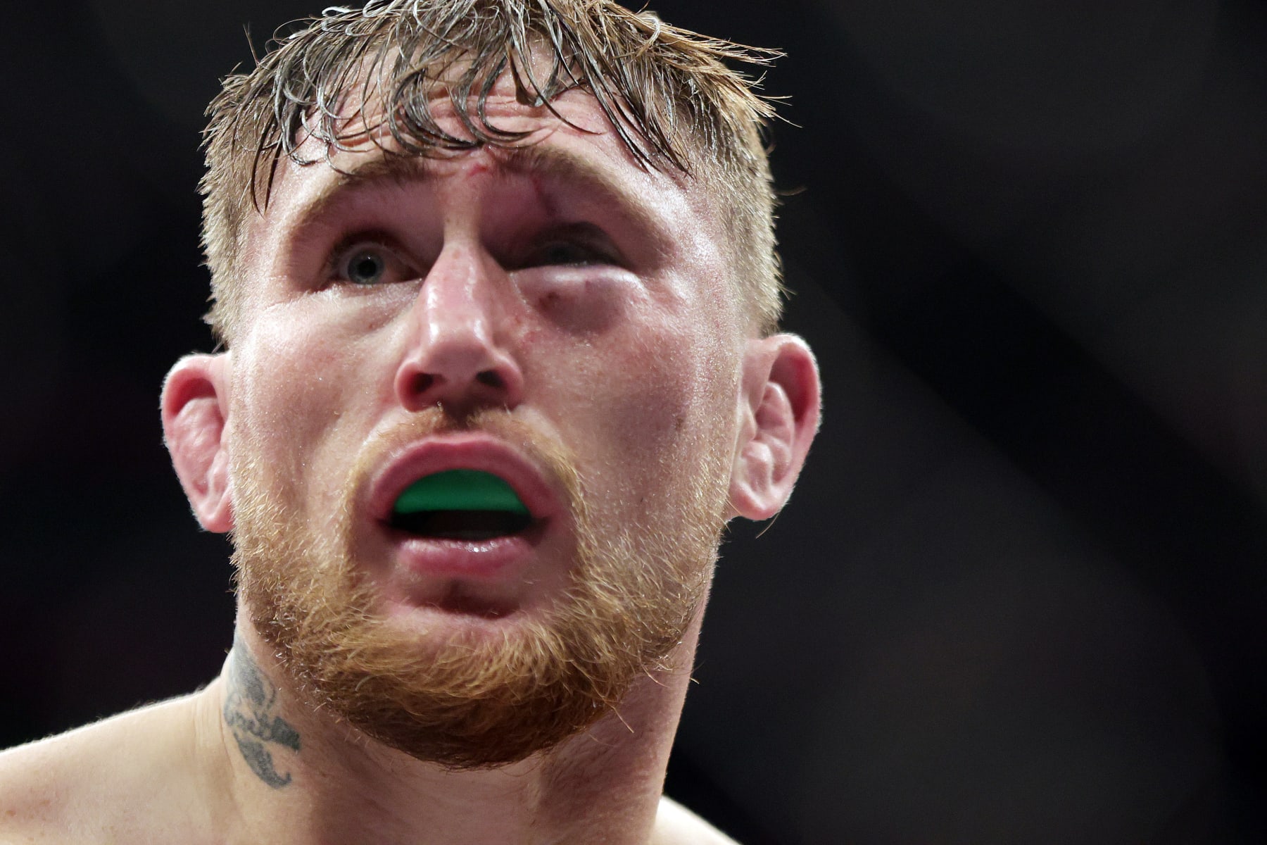 LAS VEGAS, NEVADA - DECEMBER 10: Darren Till of England reacts after being defeated via submission by Dricus Du Plessis of South Africa in a middleweight fight during the UFC 282 event at T-Mobile Arena on December 10, 2022 in Las Vegas, Nevada. (Photo by Carmen Mandato/Zuffa LLC)