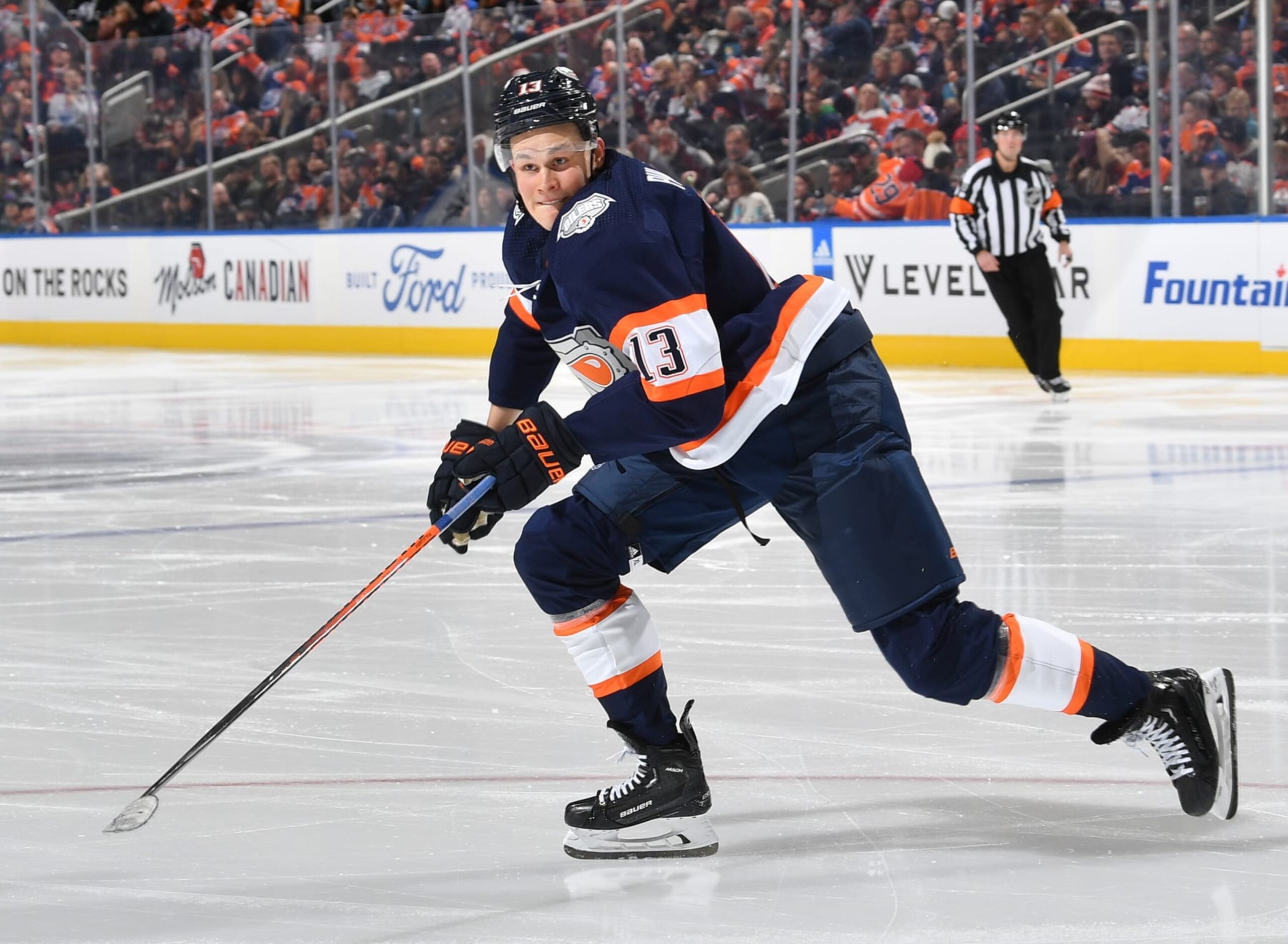 EDMONTON, CANADA - NOVEMBER 16: Jesse Puljujarvi #13 of the Edmonton Oilers skates during the game against the Los Angeles Kings on November 16, 2022 at Rogers Place in Edmonton, Alberta, Canada. (Photo by Andy Devlin/NHLI via Getty Images)