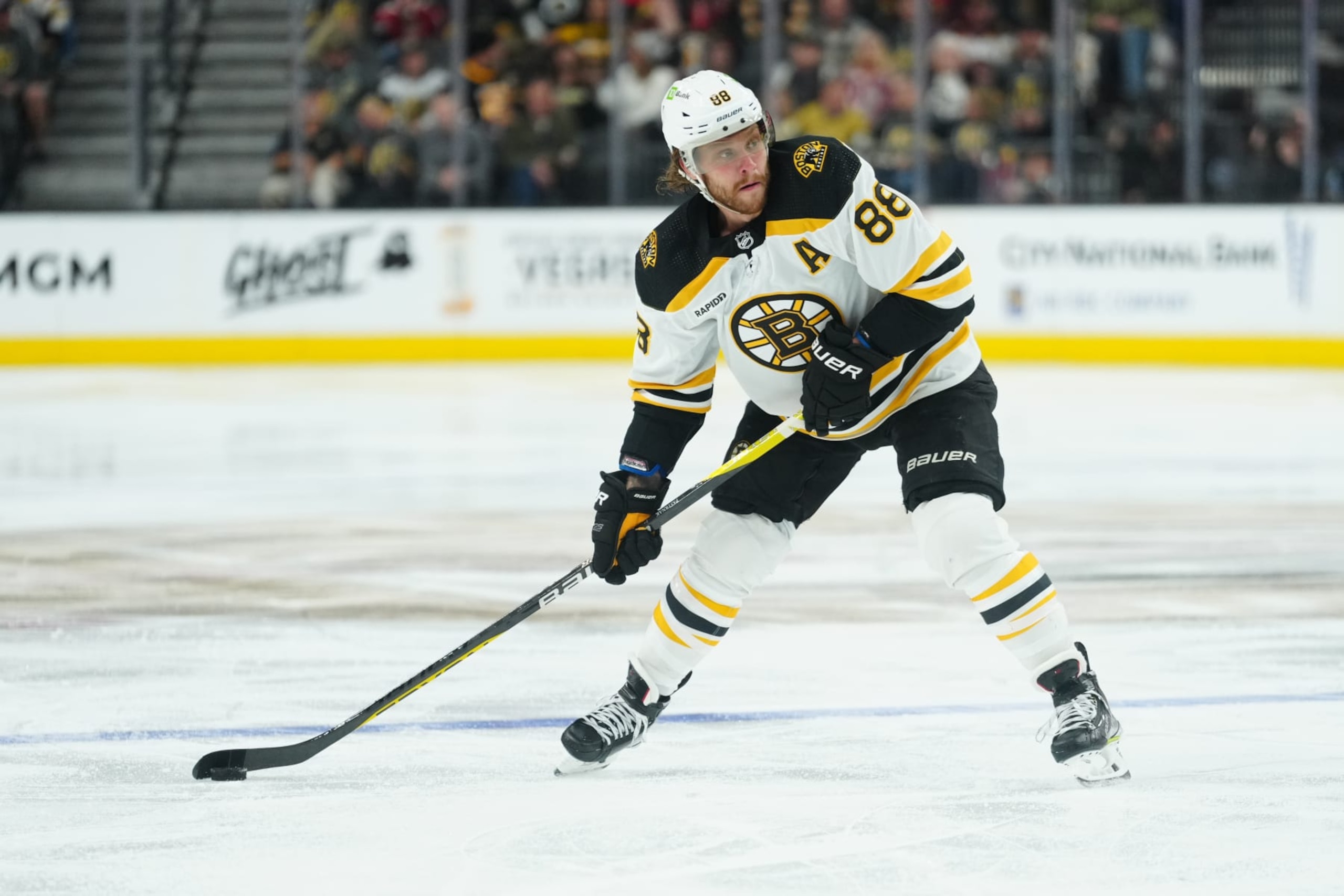 Boston Bruins winger David PastrÅák