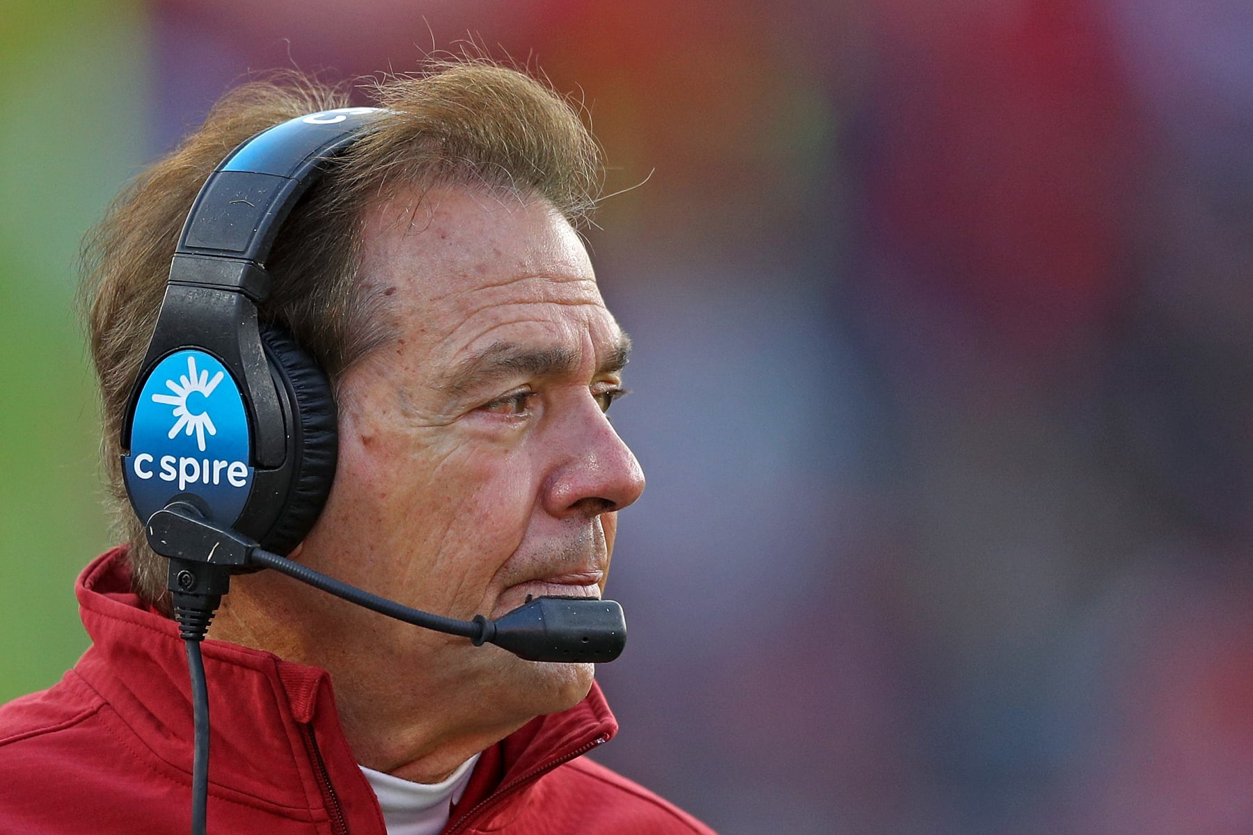 OXFORD, MISSISSIPPI - NOVEMBER 12: head coach Nick Saban of the Alabama Crimson Tide  during the game against the Mississippi Rebels at Vaught-Hemingway Stadium on November 12, 2022 in Oxford, Mississippi. (Photo by Justin Ford/Getty Images)