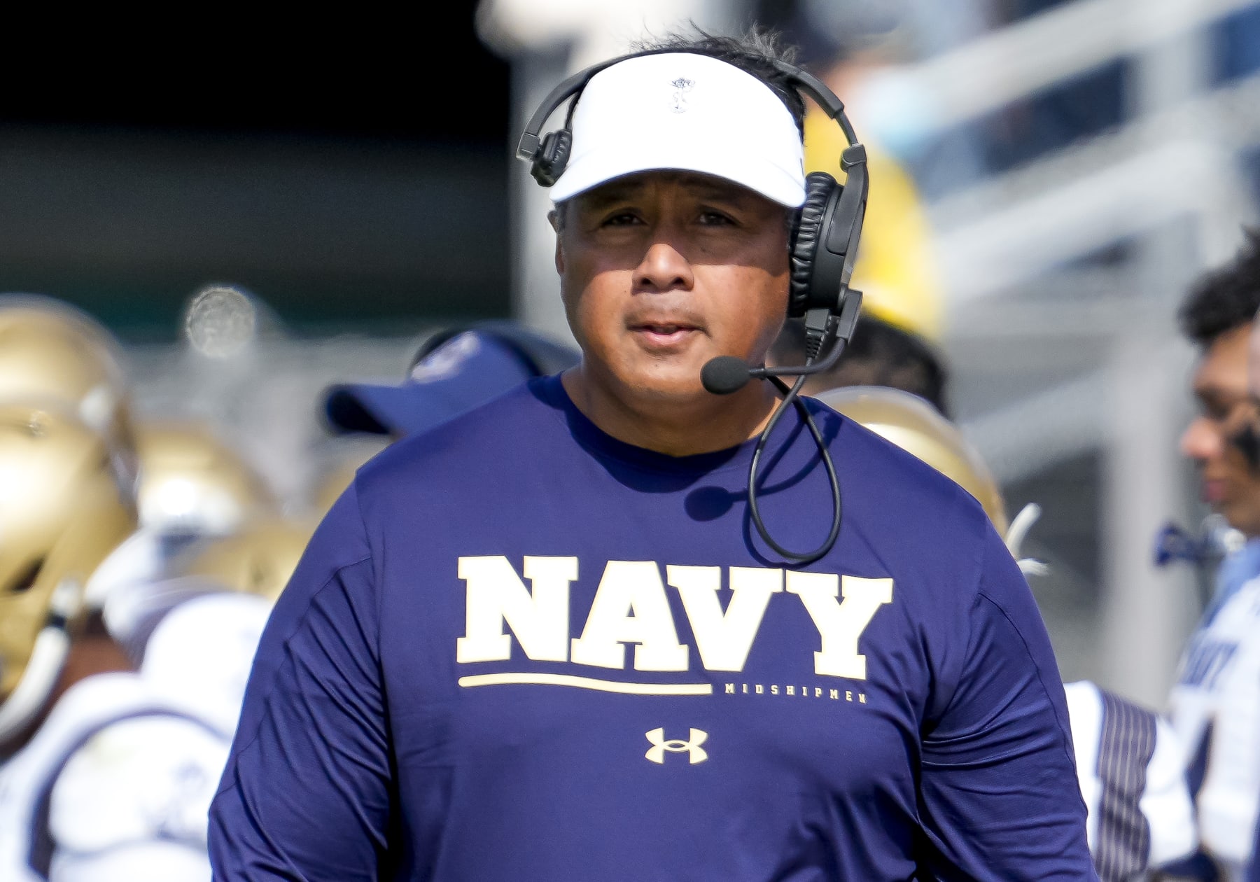 ORLANDO, FL - NOVEMBER 19: Navy Midshipmen head coach Ken Niumatalolo during the football game between the UCF Knights and the Navy Midshipmen on November 19th, 2022 at FBC Mortgage Stadium in Orlando, FL. (Photo by Andrew Bershaw/Icon Sportswire via Getty Images)