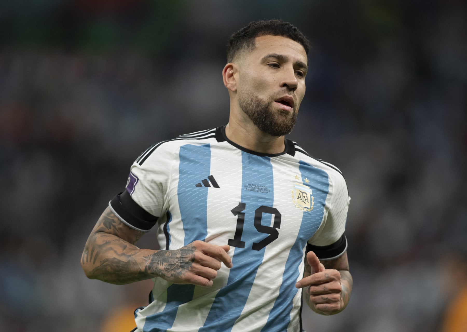 LUSAIL CITY, QATAR - DECEMBER 09: Nicolas Otamendi of Argentina in action during the FIFA World Cup Qatar 2022 quarter final match between Netherlands and Argentina at Lusail Stadium on December 9, 2022 in Lusail City, Qatar. (Photo by Visionhaus/Getty Images)